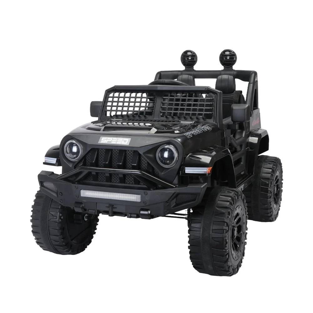 Black 12V Ride-On Truck for Kids with Remote Control, LED Lights, and Safety Belt - Image 3