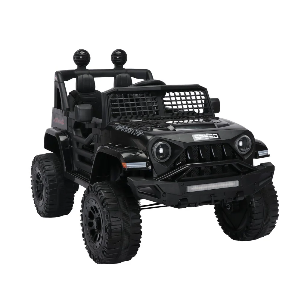 Black 12V Ride-On Truck for Kids with Remote Control, LED Lights, and Safety Belt - Image 4