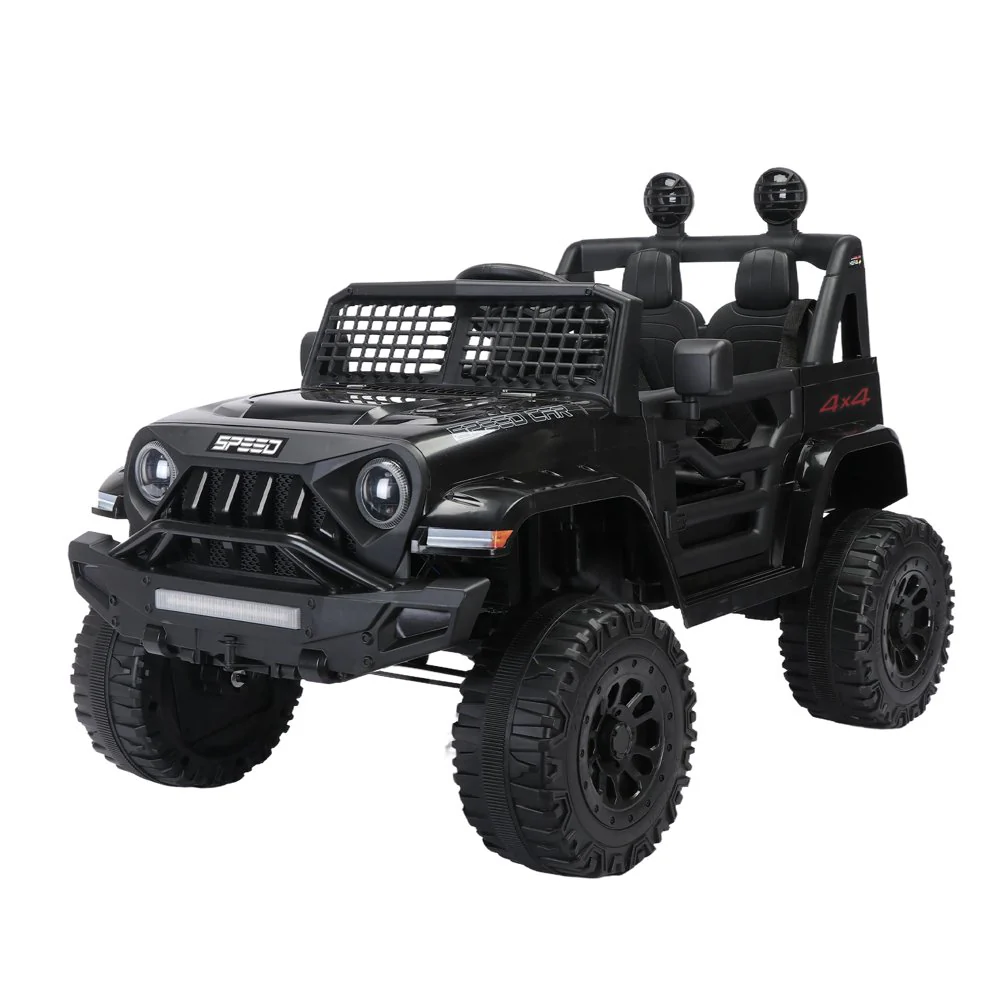 Black 12V Ride-On Truck for Kids with Remote Control, LED Lights, and Safety Belt - Image 6
