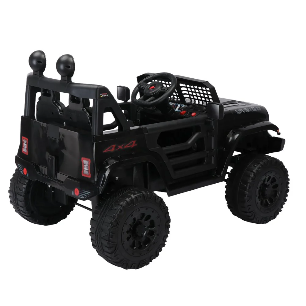 Black 12V Ride-On Truck for Kids with Remote Control, LED Lights, and Safety Belt - Image 8