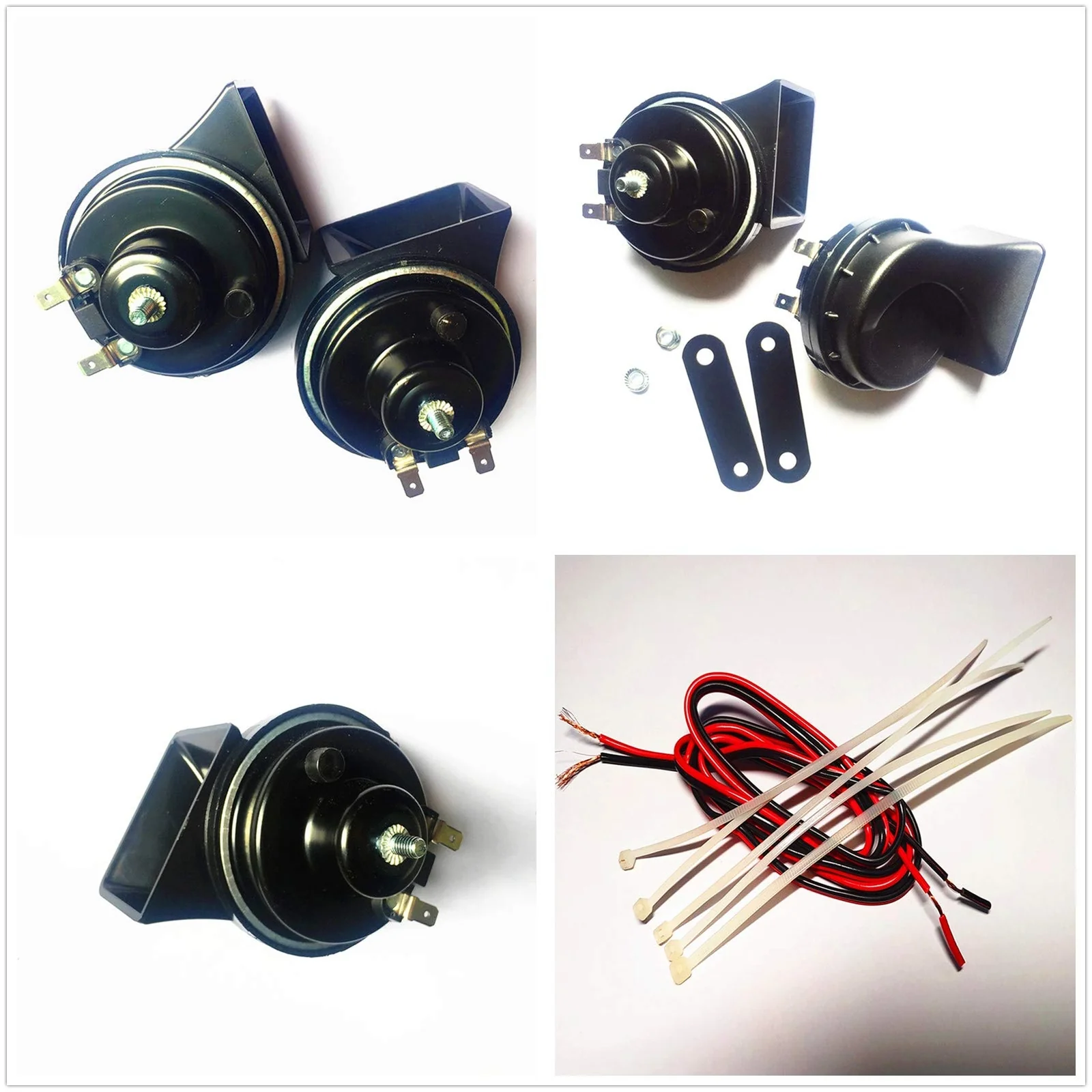 Black 140dB 12V Waterproof Car Air Horn with High and Low Tone and Mounting Bracket - Image 5