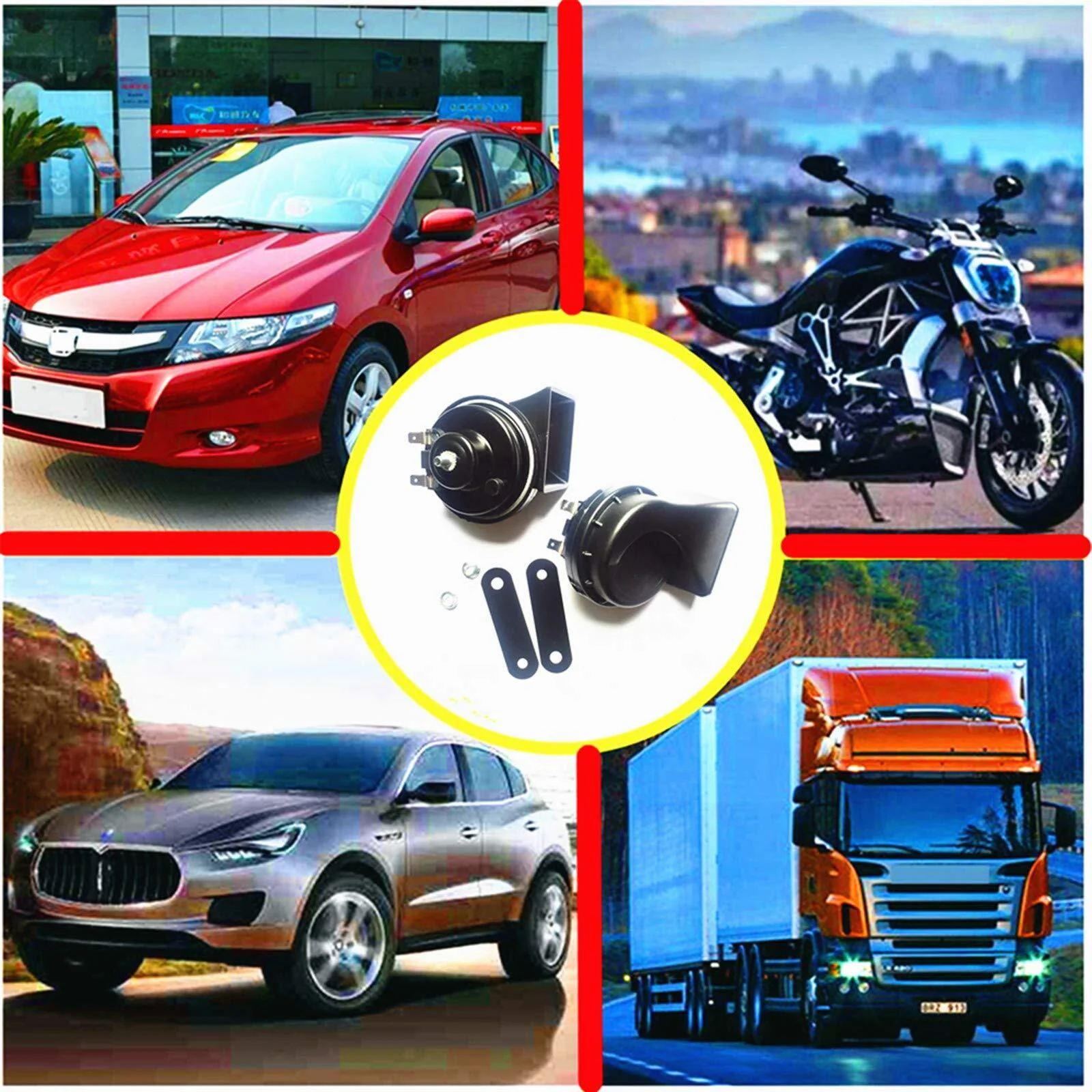 Black 140dB 12V Waterproof Car Air Horn with High and Low Tone and Mounting Bracket - Image 7