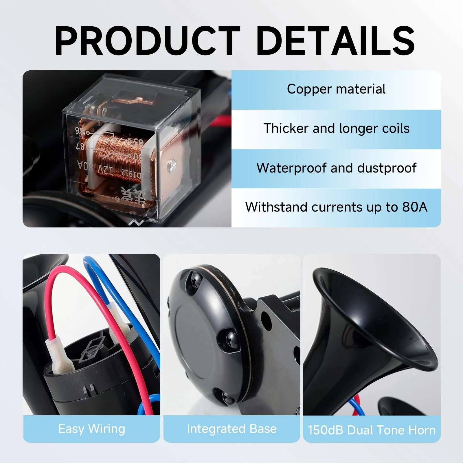 Black Air Horn for Trucks, Trains, and Cars with Loud Sound and Button Activation - Image 4