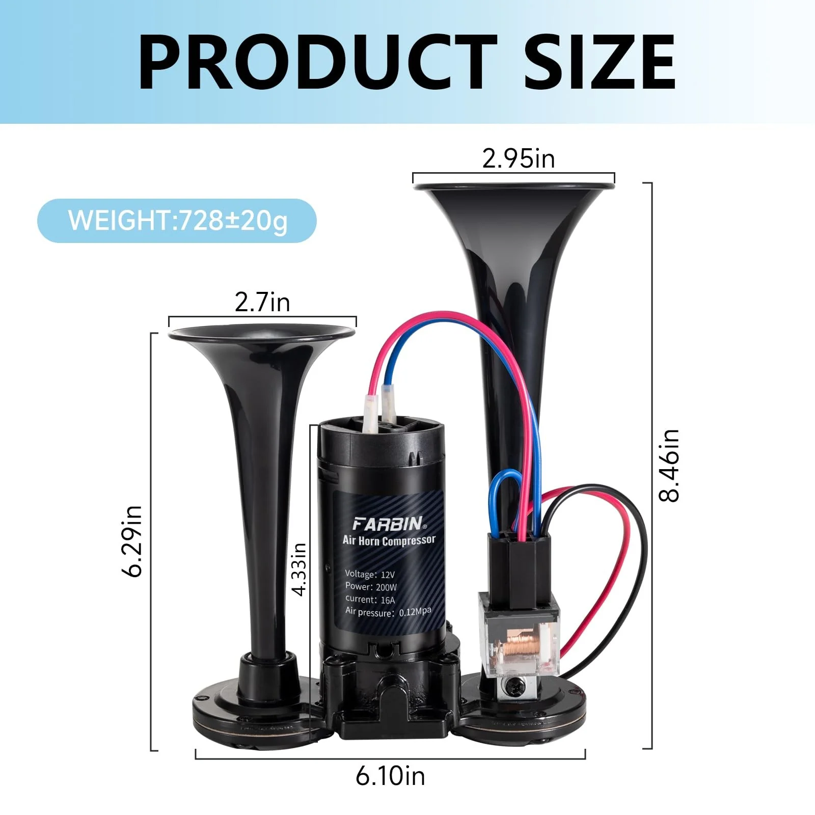 Black Air Horn for Trucks, Trains, and Cars with Loud Sound and Button Activation - Image 5