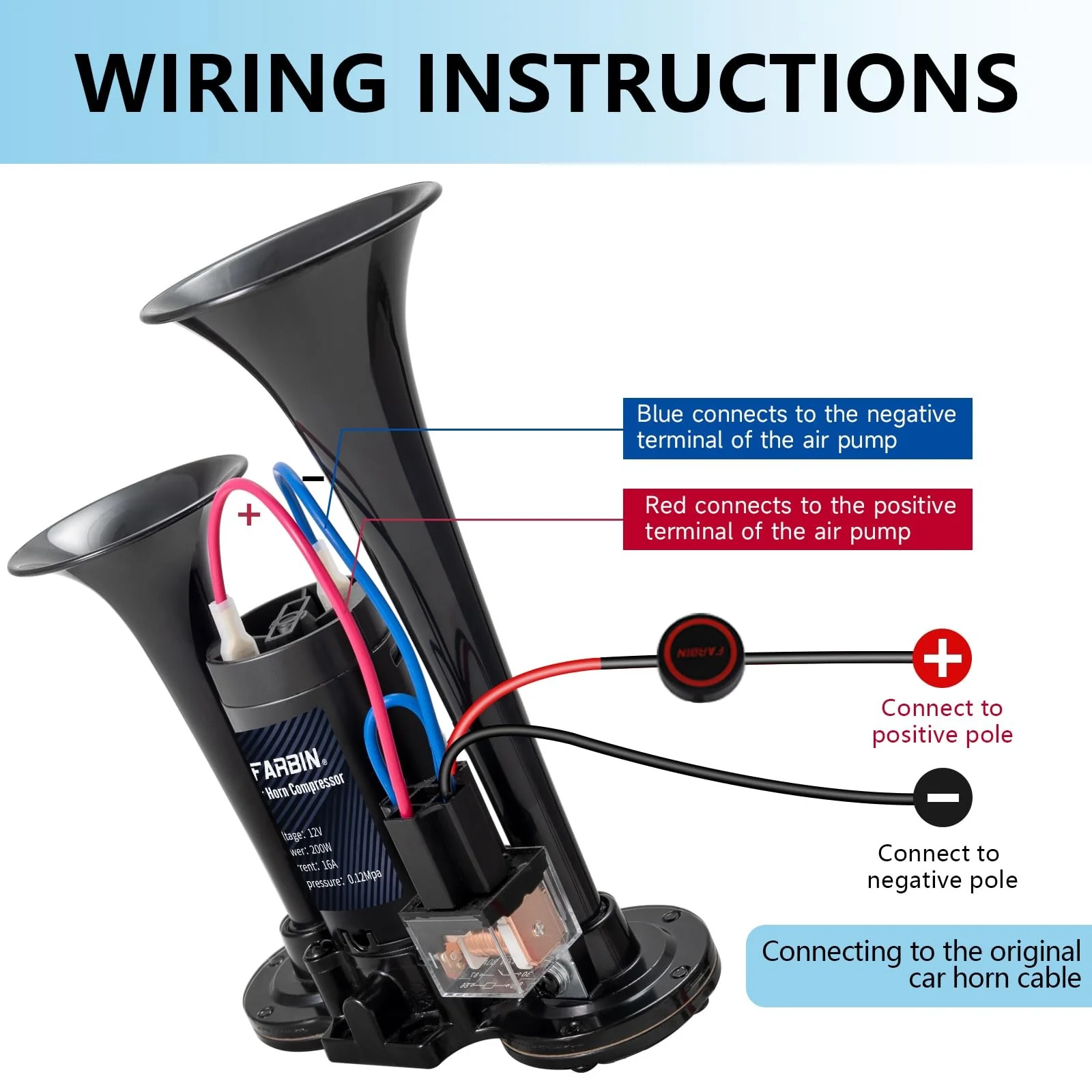 Black Air Horn for Trucks, Trains, and Cars with Loud Sound and Button Activation - Image 6