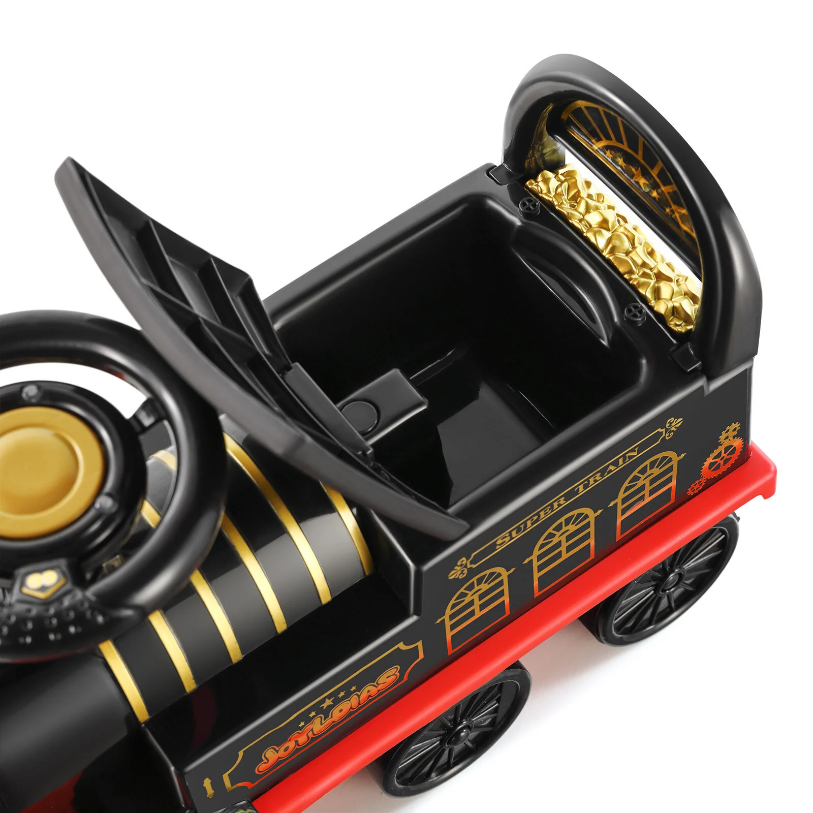 6V Electric Ride-On Train for Kids Ages 1-3 with Storage and Lights, Black/Blue - Image 10