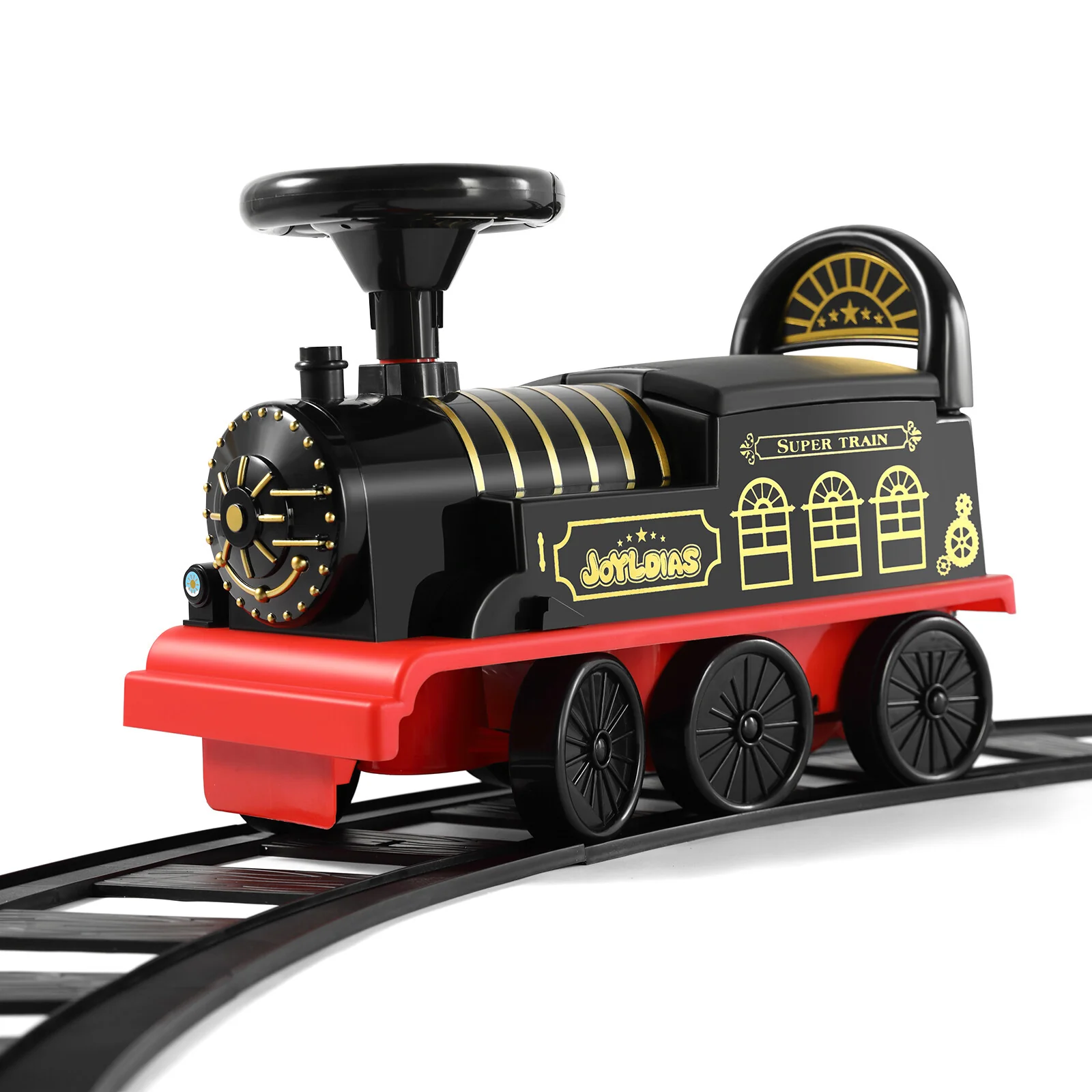 6V Electric Ride-On Train for Kids Ages 1-3 with Storage and Lights, Black/Blue - Image 14