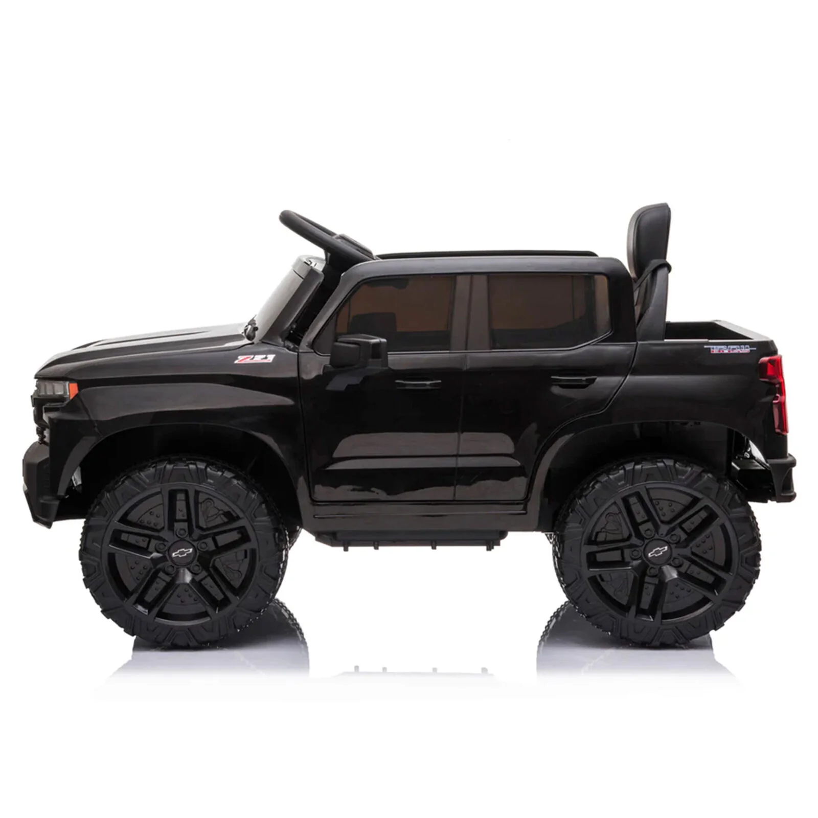 Black Chevy Silverado 4x4 Trail Boss Monster Truck Ride-On with Big Wheels - Image 3