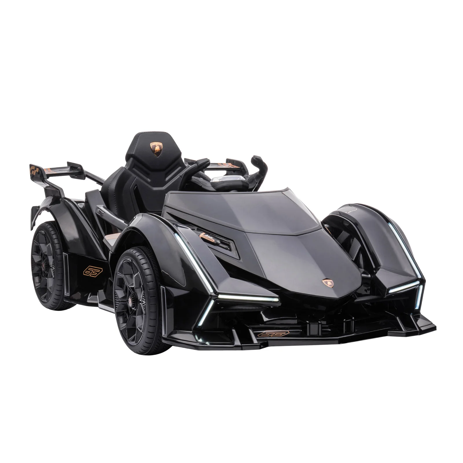 Black 12V Lamborghini GT Battery-Powered Kids Ride-On Sports Car with Remote Control - Image 10