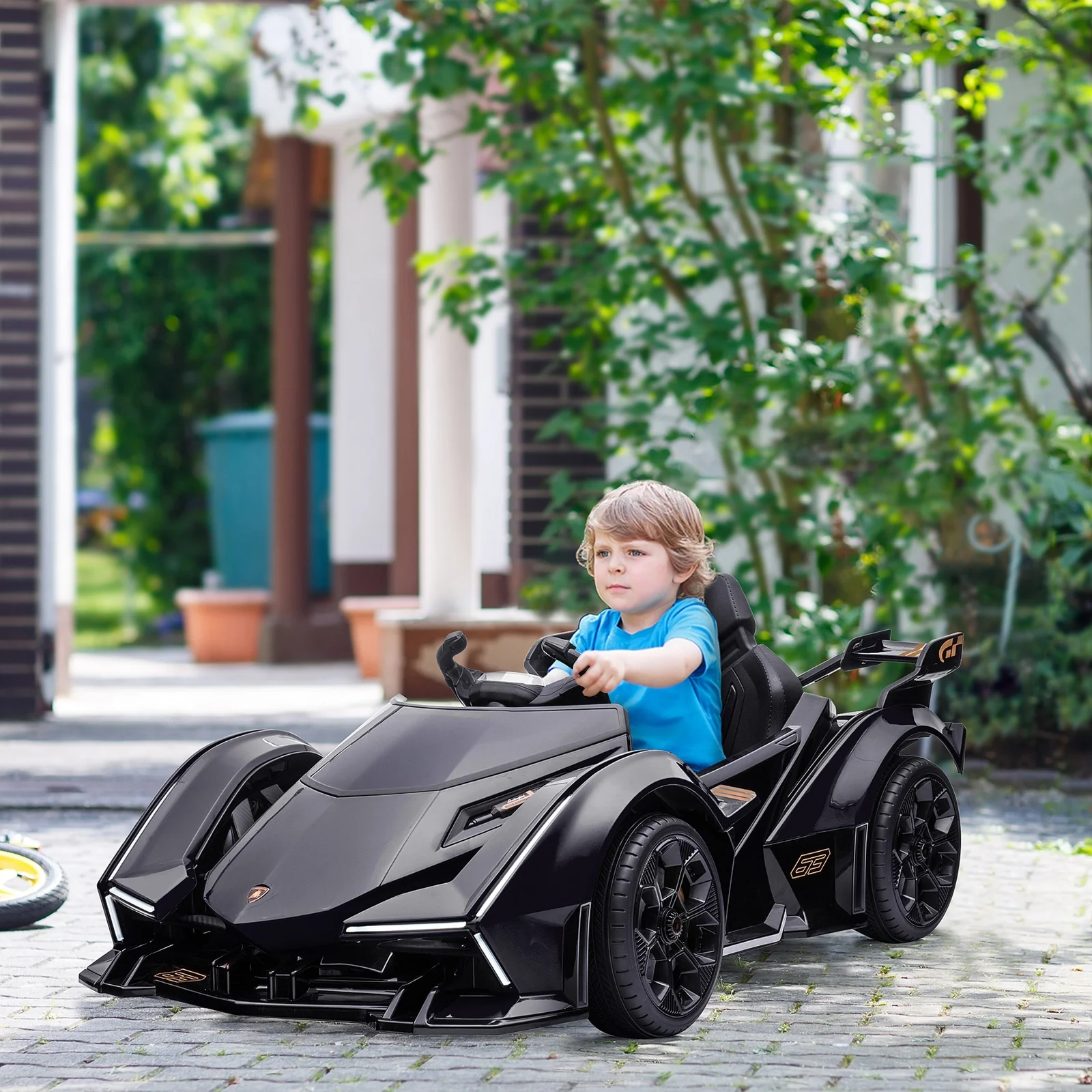 Black 12V Lamborghini GT Battery-Powered Kids Ride-On Sports Car with Remote Control - Image 2