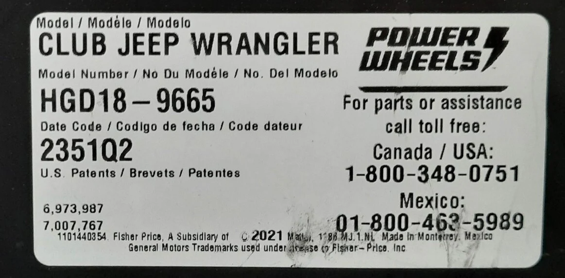 Black Stars and Stripes Jammin Jeep Wrangler Power Wheels Parts - Image 3