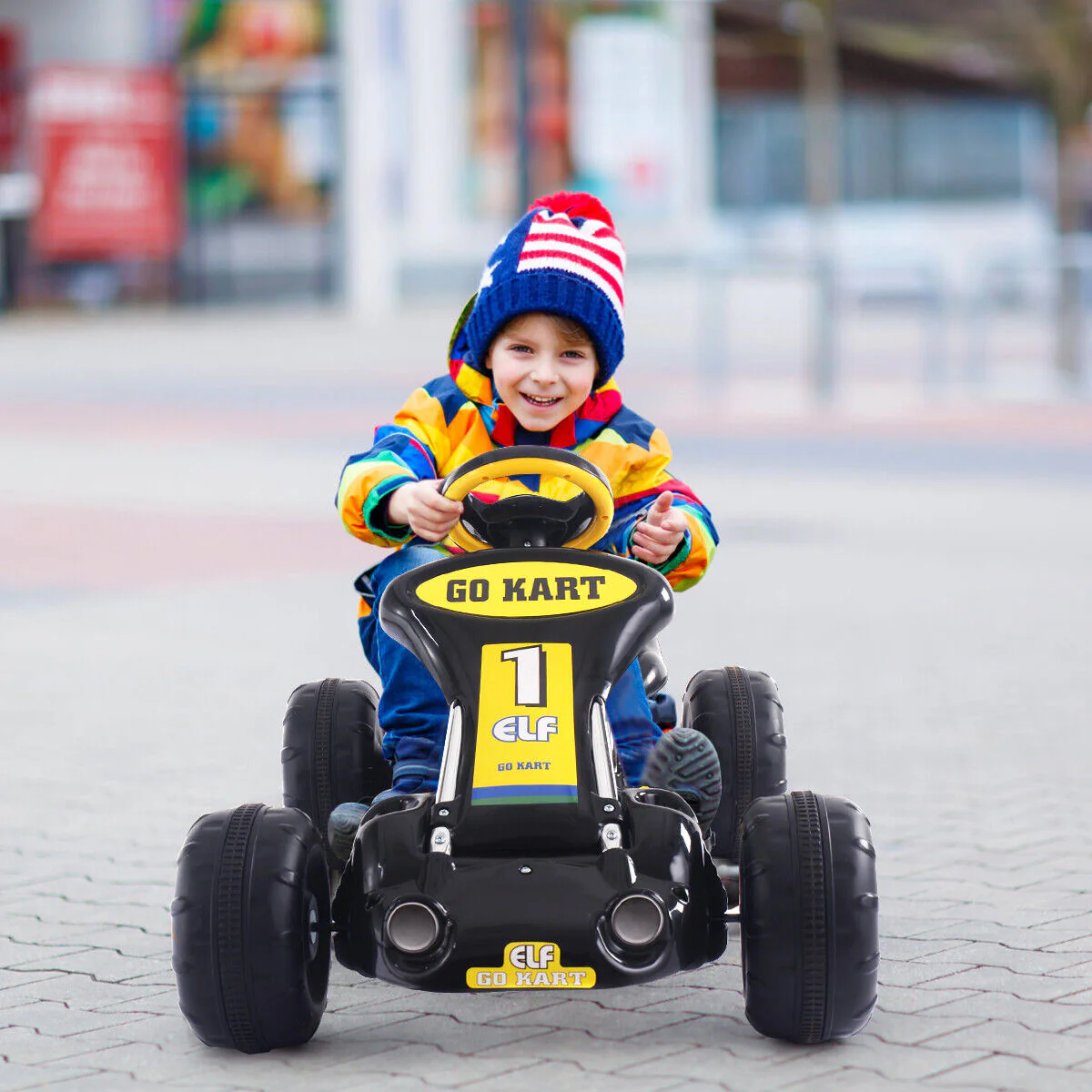 Black Pedal-Powered Go Kart for Kids - 4 Wheel Racer Toy with Joyful Ride Experience - Image 3