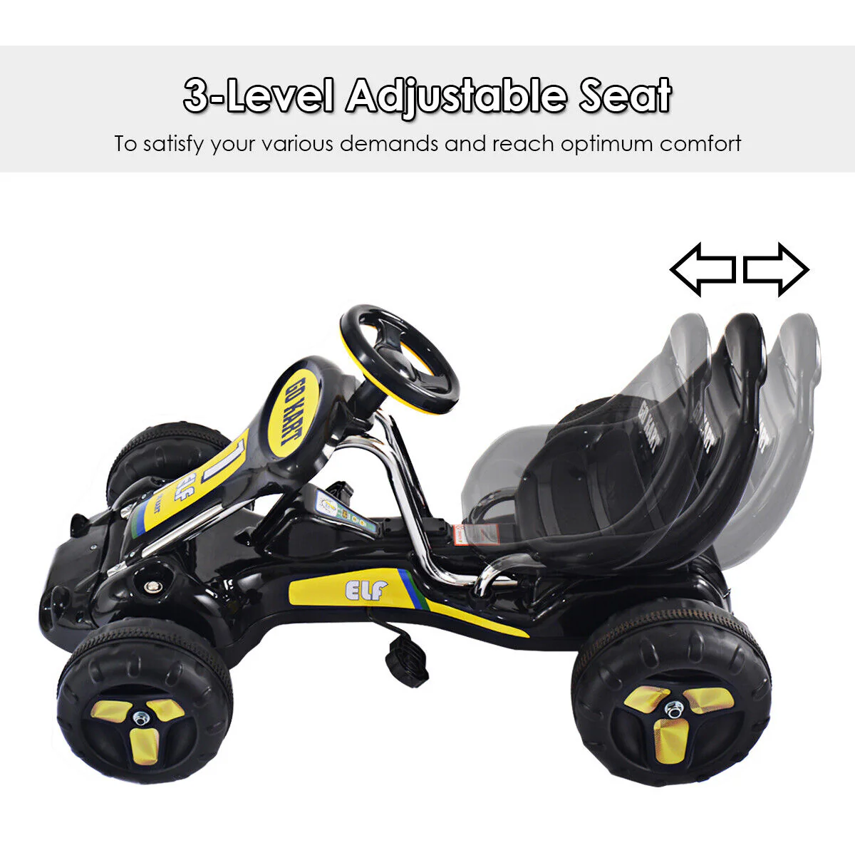 Black Pedal-Powered Go Kart for Kids - 4 Wheel Racer Toy with Joyful Ride Experience - Image 4