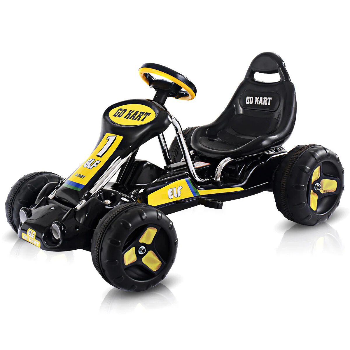 Black Pedal-Powered Go Kart for Kids - 4 Wheel Racer Toy with Joyful Ride Experience - Image 7