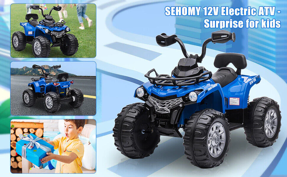 Black Quad 4-Wheeler Electric Ride On Car for Kids with Music and LED Lights - Brand New in the US - Image 14