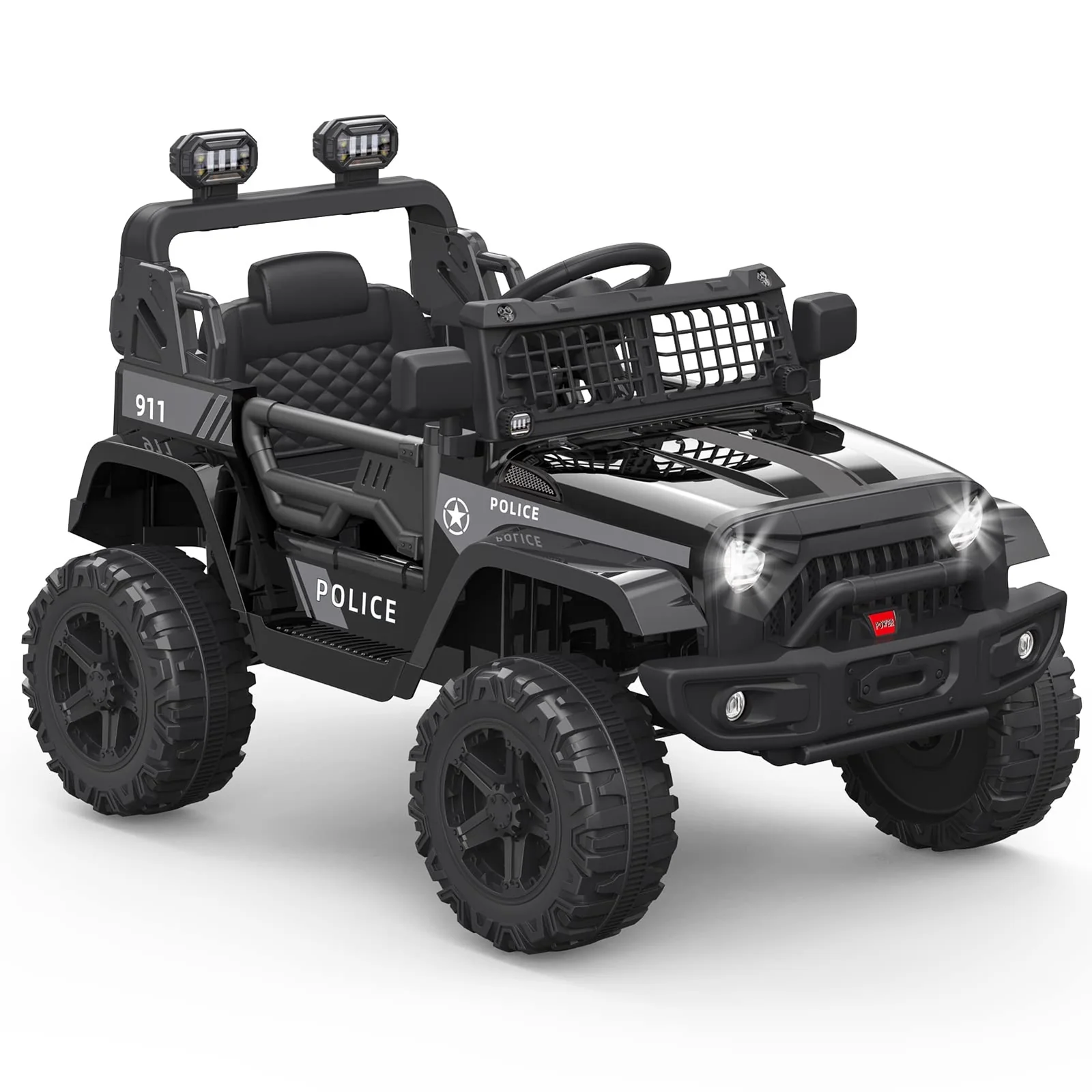 12V Black Ride-On Electric Truck Car for Kids with Remote Control and LED Lights - Image 2