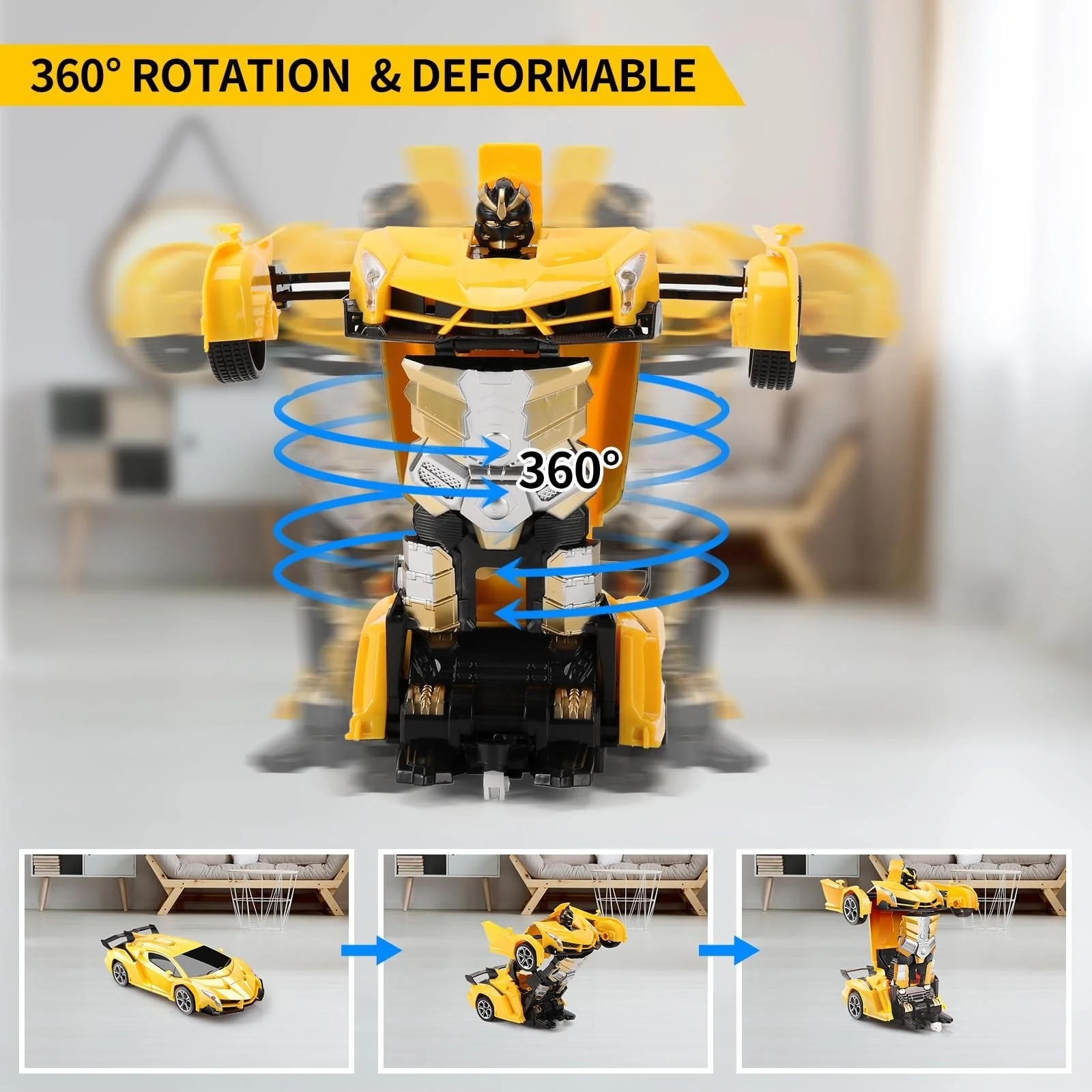 Transforming RC Car Toy - Remote Control Vehicle with Flashing Lights - Image 4