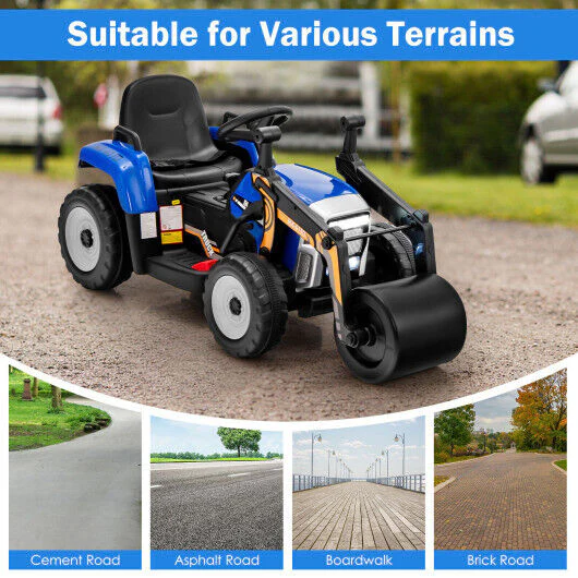 Blue 12V Kids Road Roller with 2.4G Remote Control - Long-Lasting Fun for Little Ones - Image 2