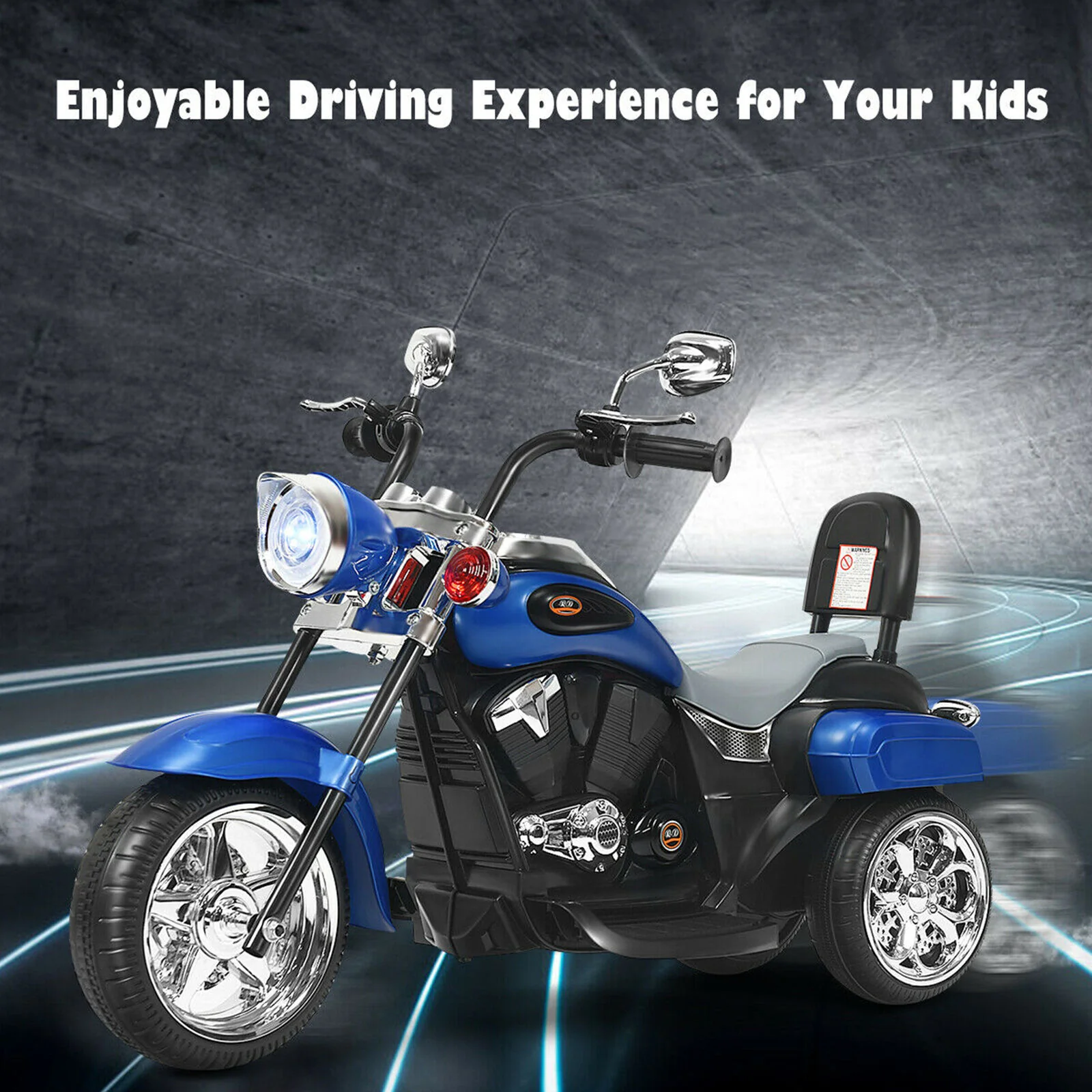 Blue 6V Kids Chopper Motorcycle Trike with Headlight - Fun Ride for Little Ones! - Image 4