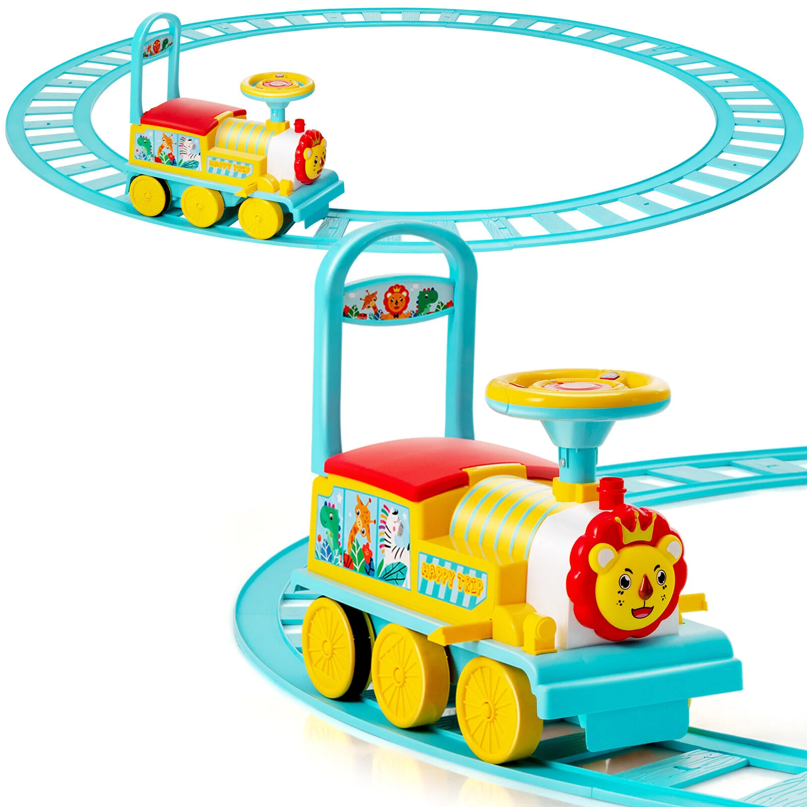 Blue Electric Kids Train Toy with Unique Design & Stickers - 6V Motorized Ride-On - Image 12