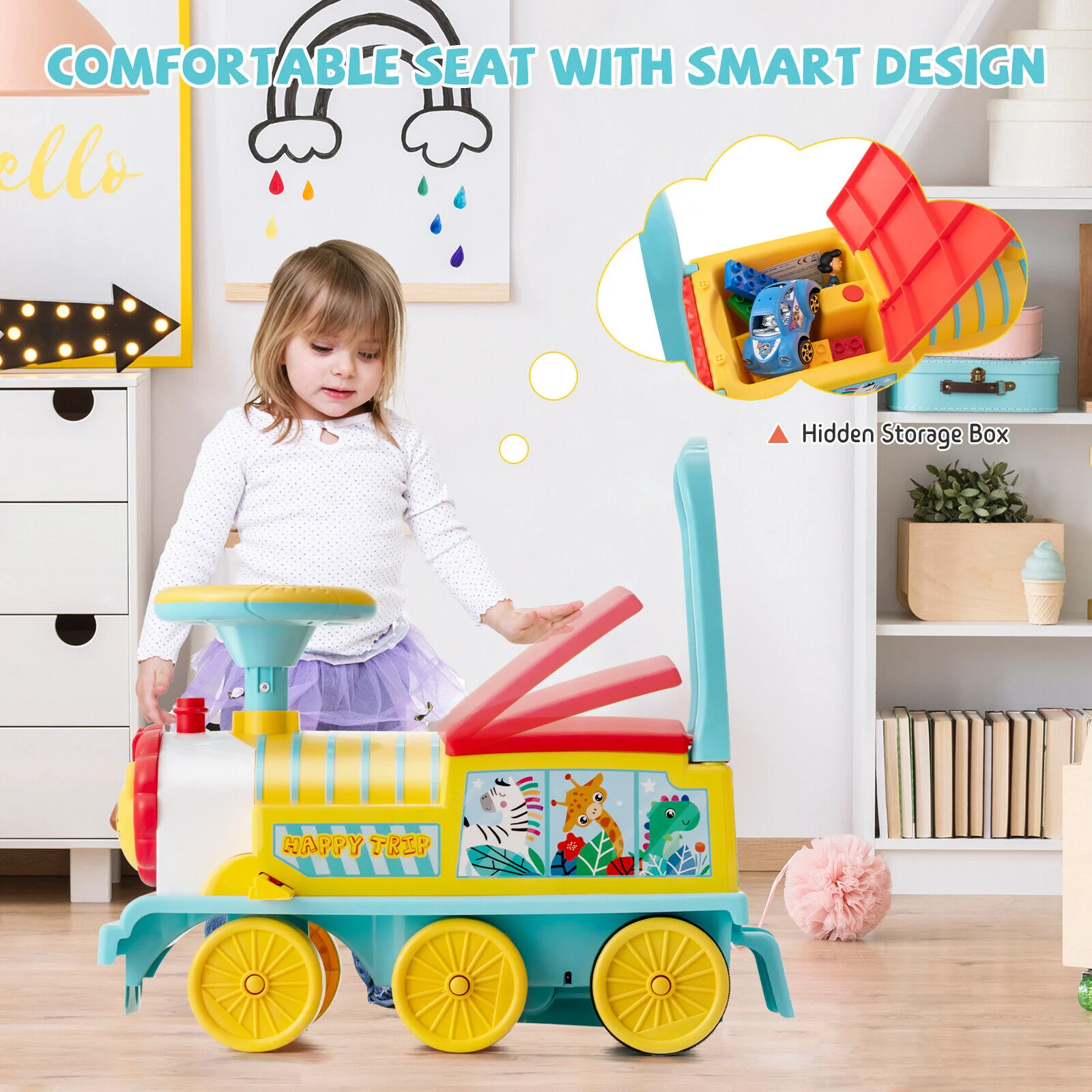 Blue Electric Kids Train Toy with Unique Design & Stickers - 6V Motorized Ride-On - Image 5