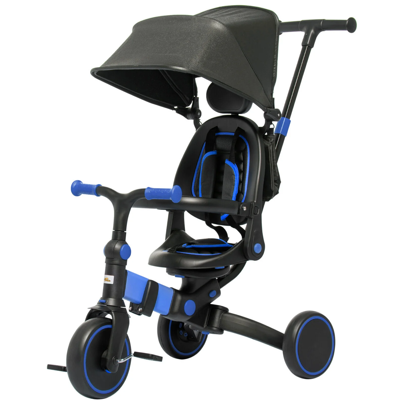 Blue Qaba Toddler Tricycle with Adjustable Aluminum Frame and Push Handle - Image 4