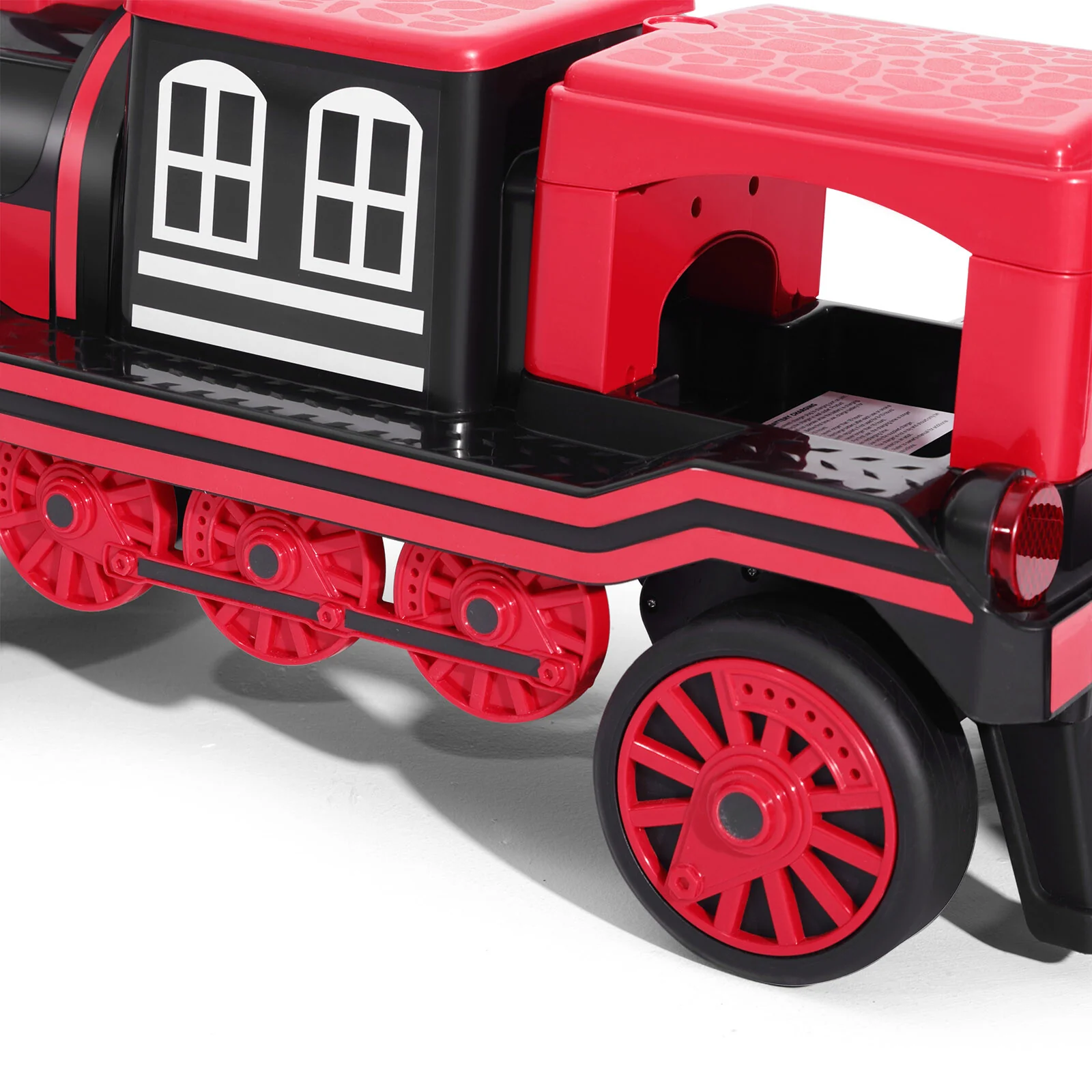 12V Large Blue and Red 2-Seater Electric Ride-On Train for Kids with Music, Lights, and Storage - Image 9
