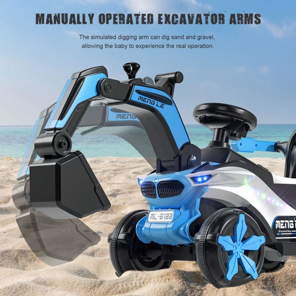 Bluetooth-Enabled Electric Excavator Toy Car for Kids with Helmet and Rear Bucket Attachment - Image 4