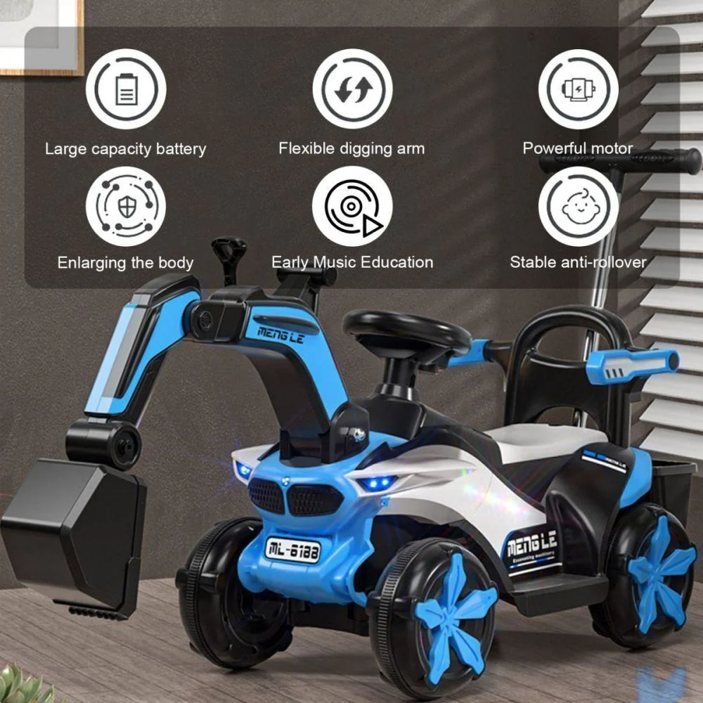 Bluetooth-Enabled Electric Excavator Toy Car for Kids with Helmet and Rear Bucket Attachment - Image 7