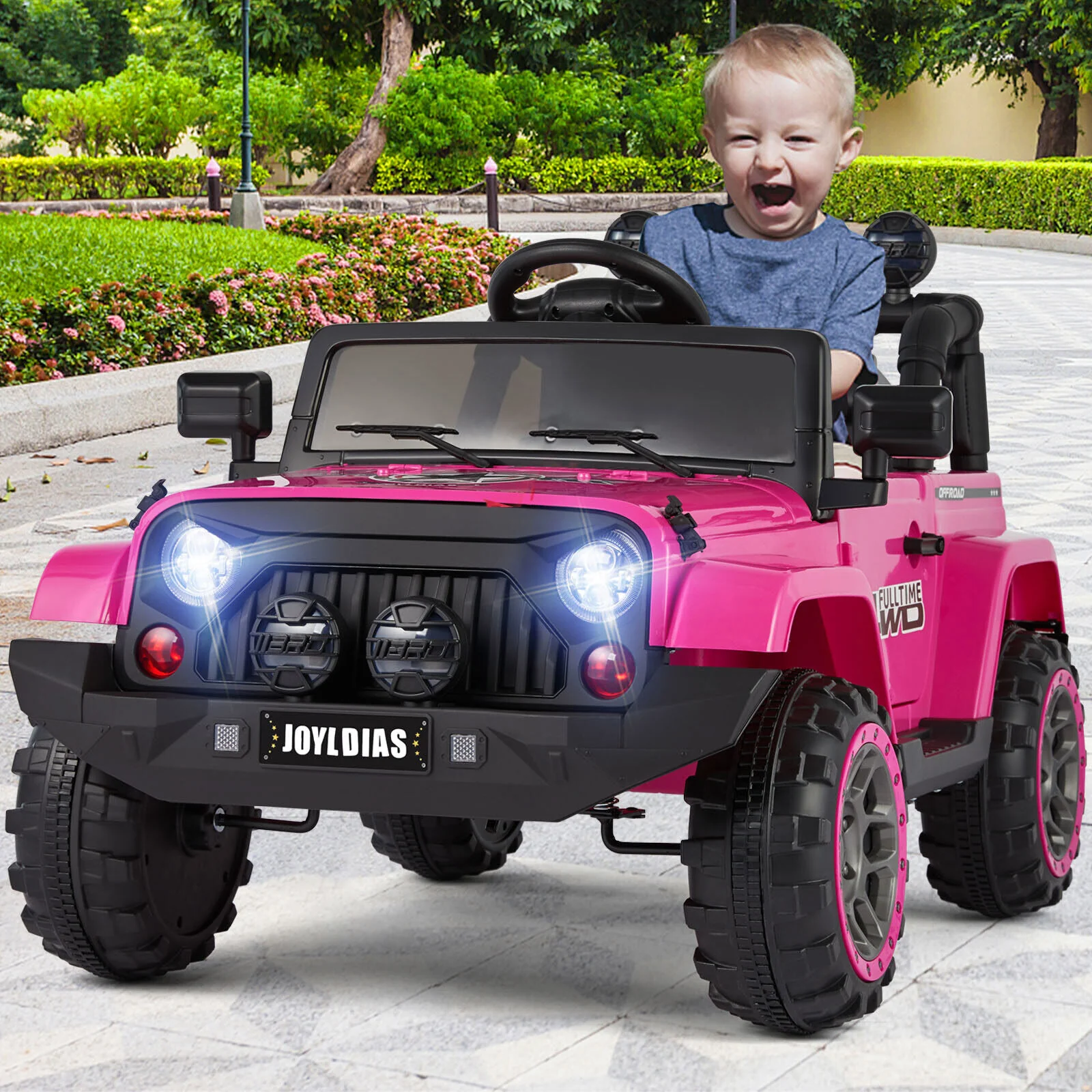 Bluetooth Remote Control Pink Jeep Ride On Car for Kids with USB and 12V Battery - Image 12