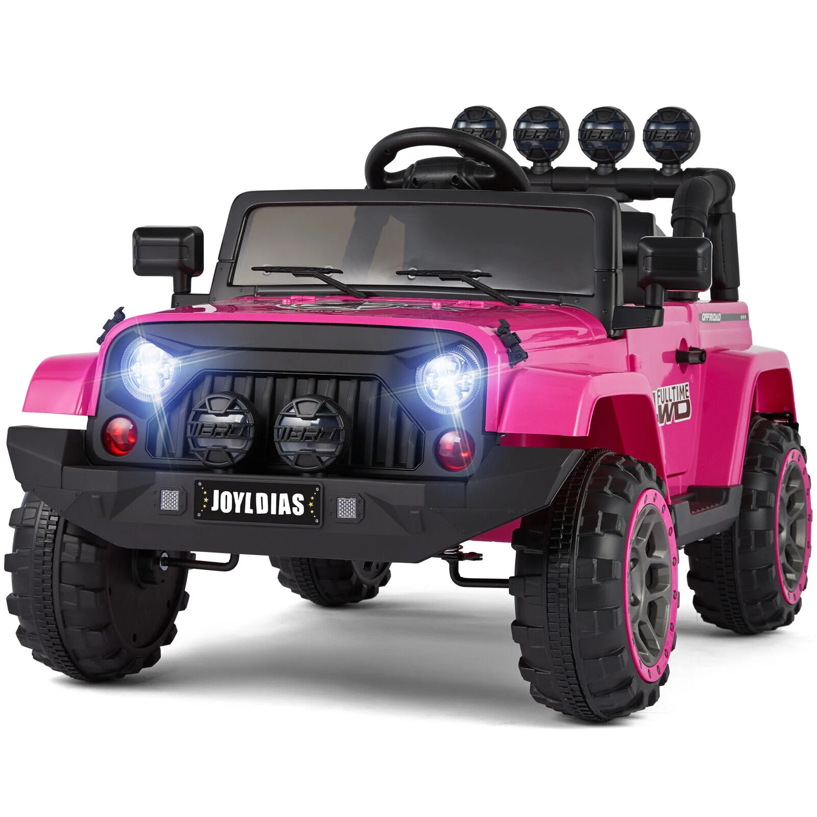 Bluetooth Remote Control Pink Jeep Ride On Car for Kids with USB and 12V Battery - Image 2