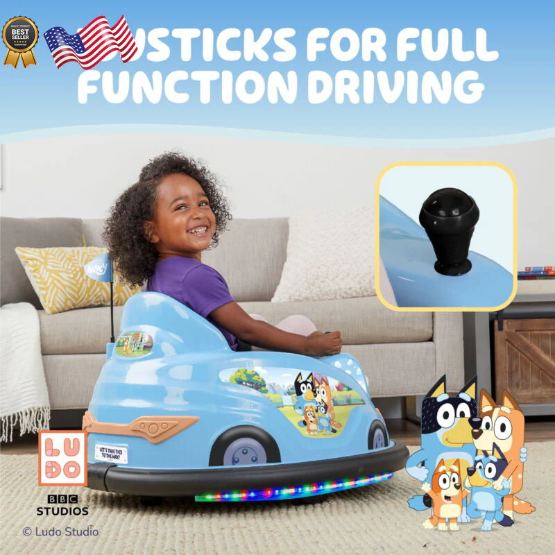 6V Bluey Bumper Car Ride-On Toy for Children - 1 Count - Image 7