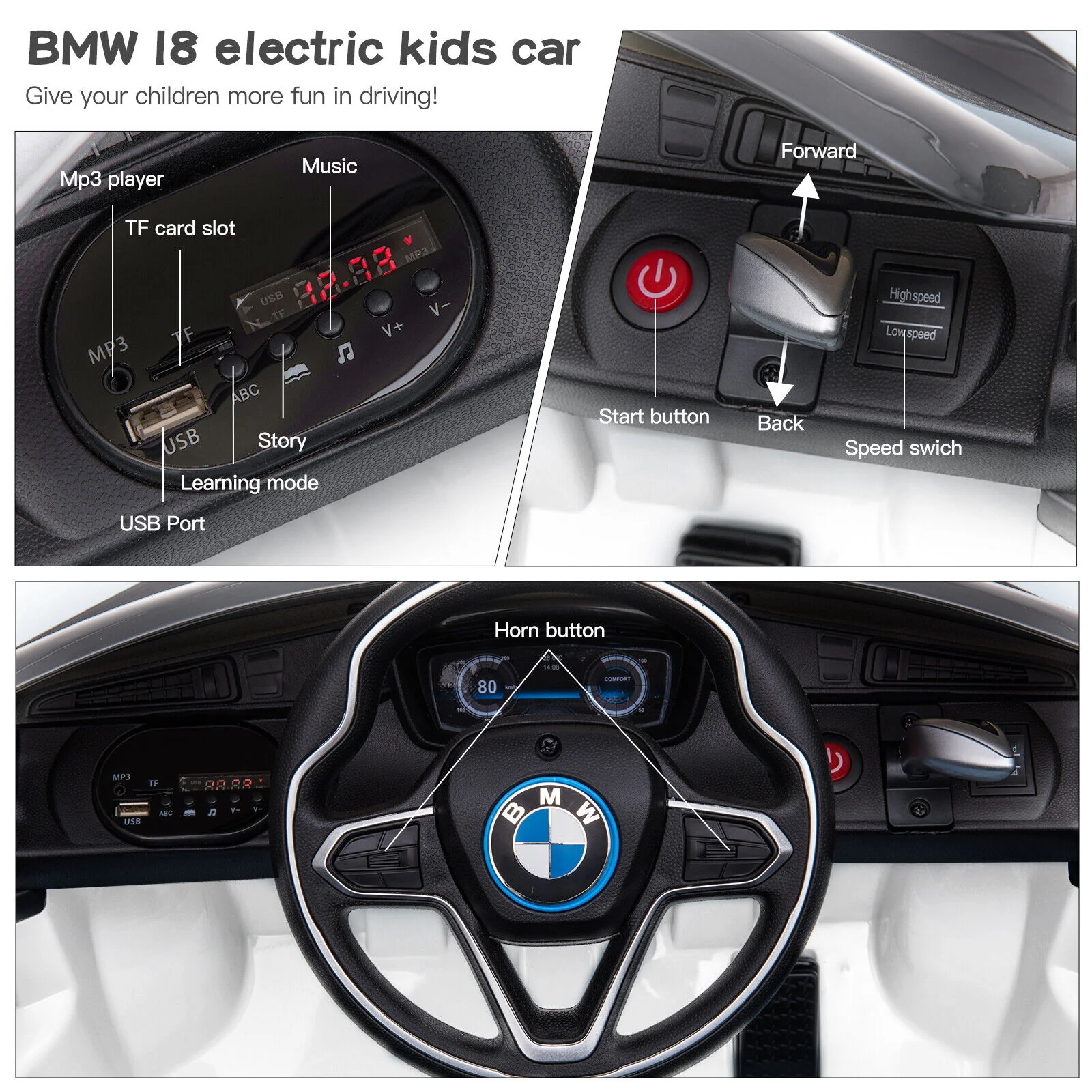 BMW i8 Coupe 12V Kids Ride-On Toy Car with Remote Control - Electric Vehicle for Endless Fun! - Image 8