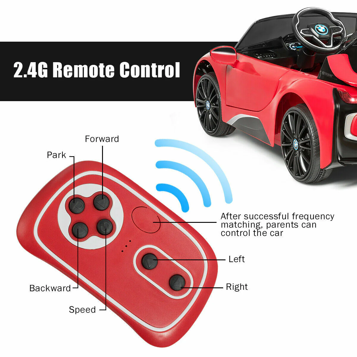 BMW I8 Electric Ride-On Car for Kids with MP3 and Remote Control - Red - Image 8