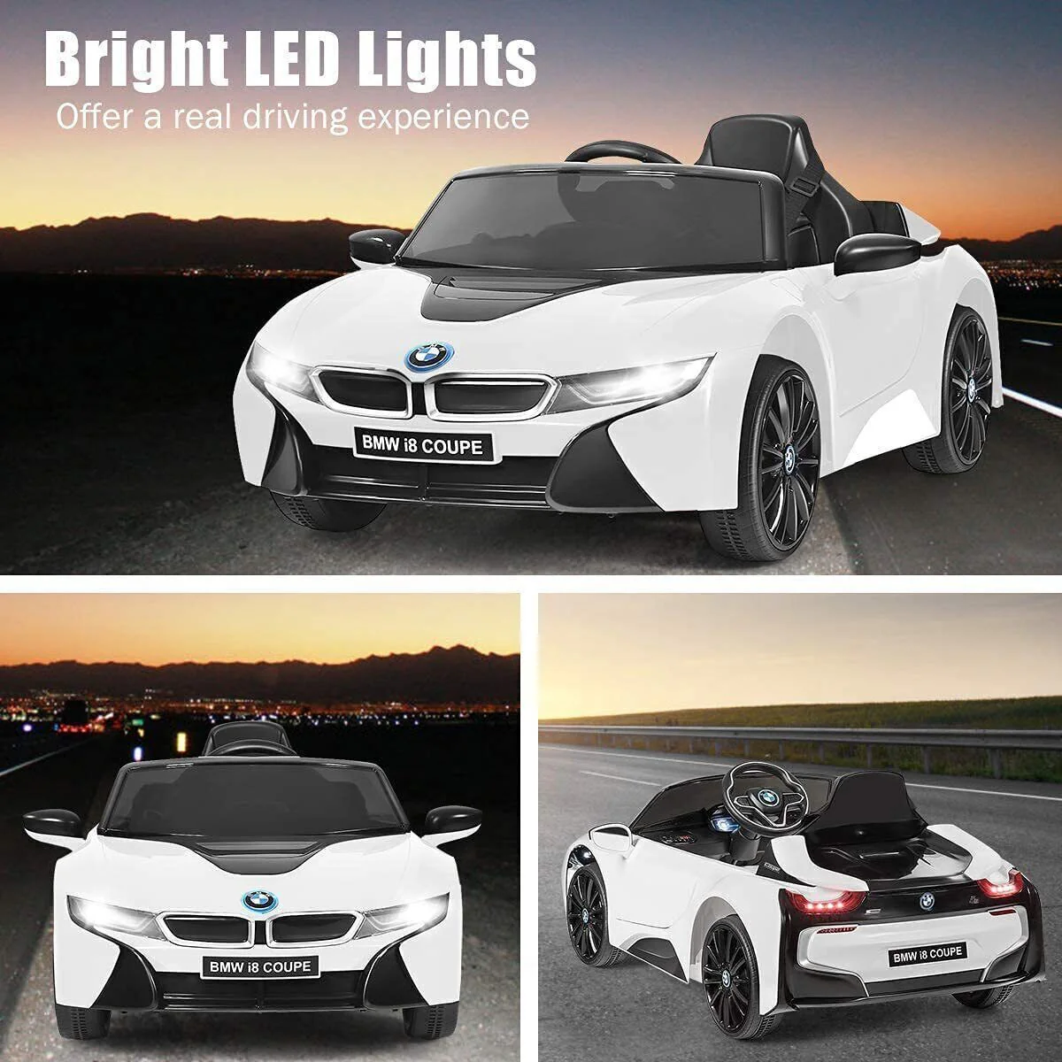 BMW I8 Electric Ride-On Car for Kids with Remote Control and MP3 Player - White - Image 6
