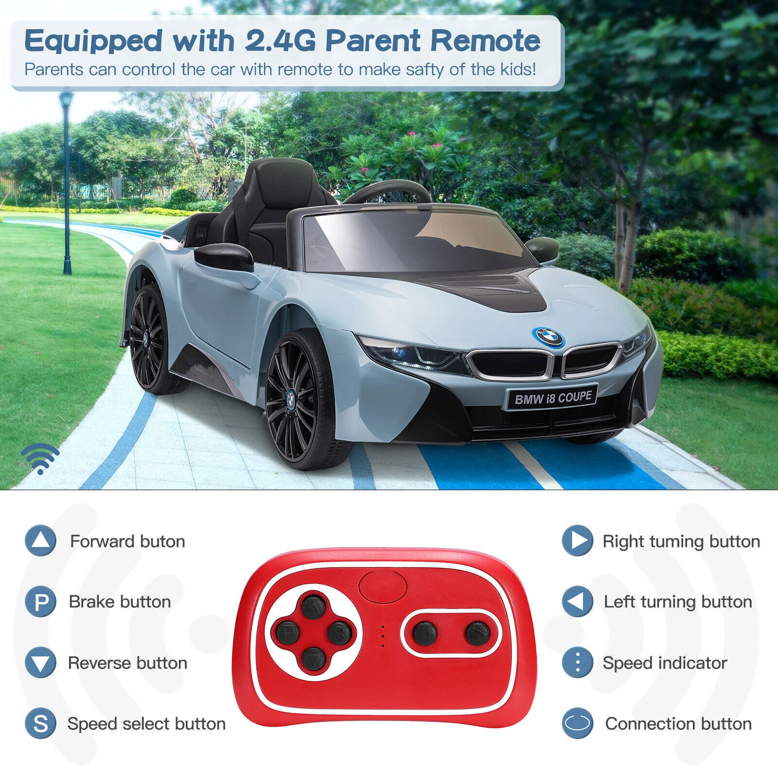 BMW I8 Kid Ride on Car: Electric Powered Toy with 2.4G Remote Control and Official License - Image 2