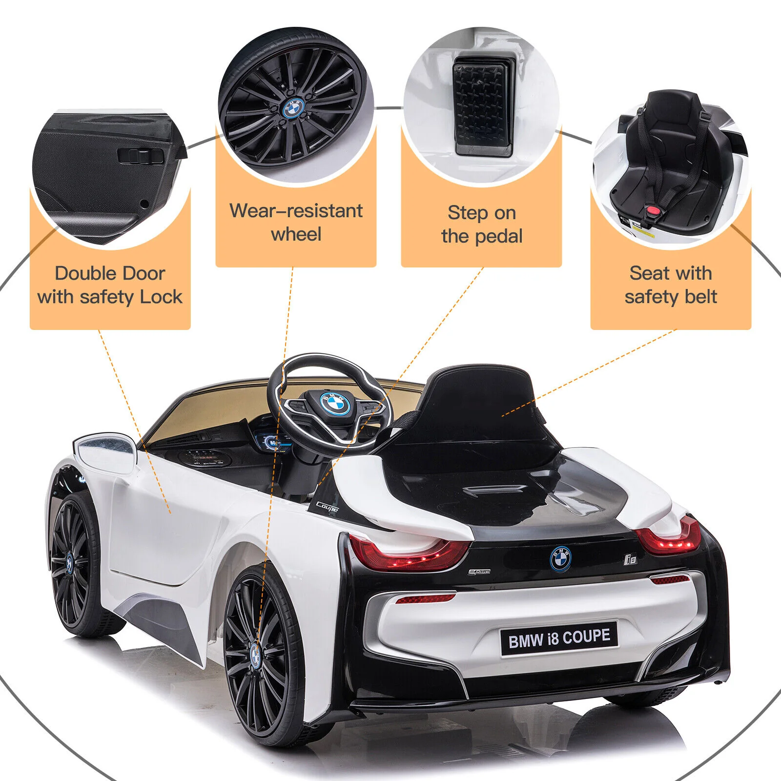 BMW i8 Licensed 12V Electric Ride-On Car for Kids with Remote Control - Image 20