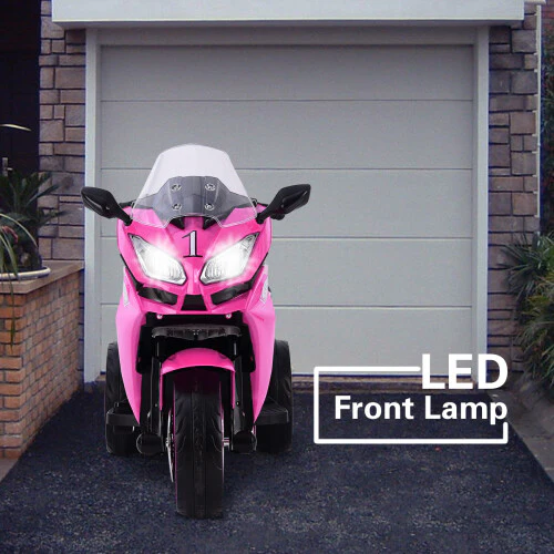 12V Electric Ride-On Dirt Bike for Kids with 3 Wheels – Pink and Red - Image 14