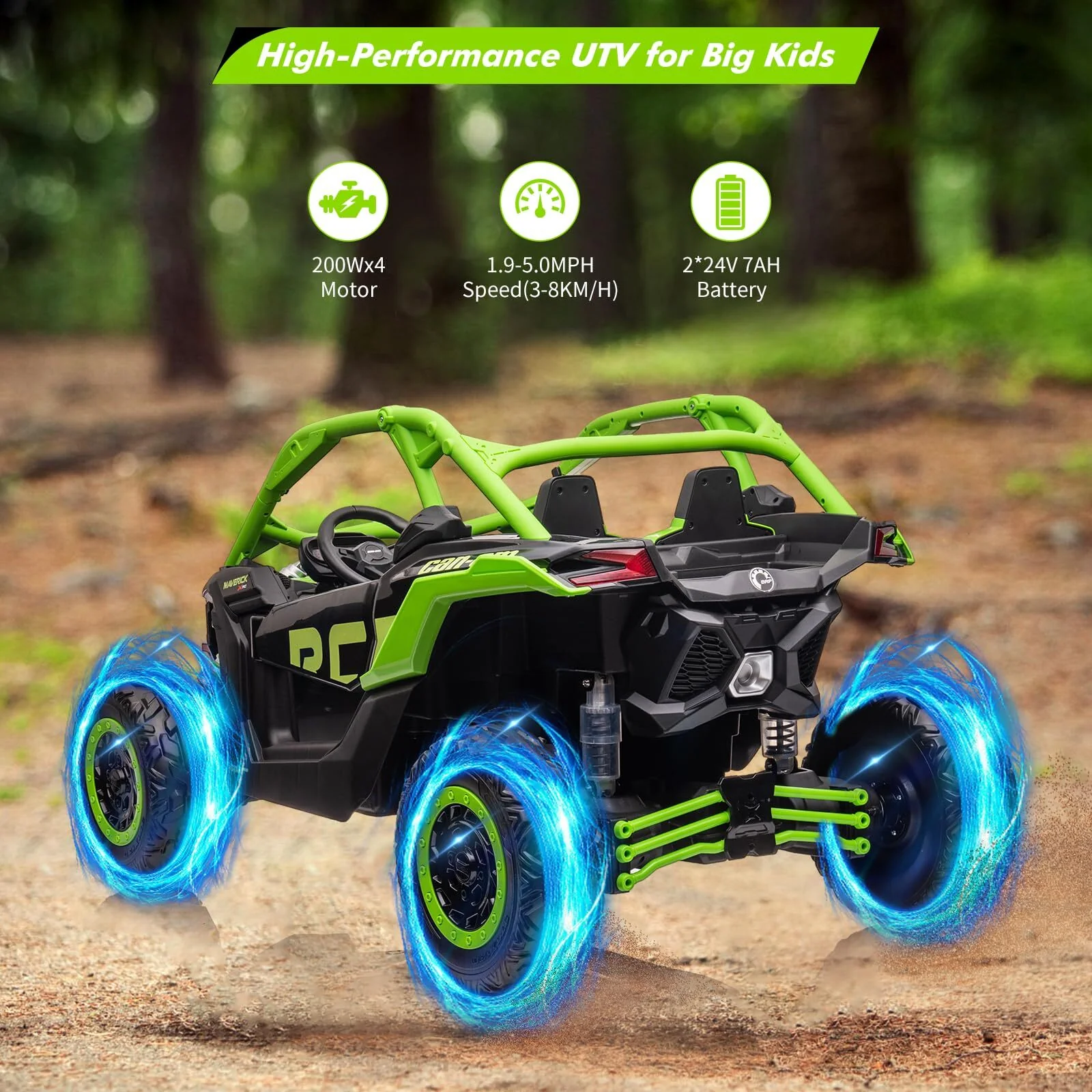 24V Licensed Can-Am Kids Electric 4WD Off-Road Ride-On UTV Car Toy - Image 3