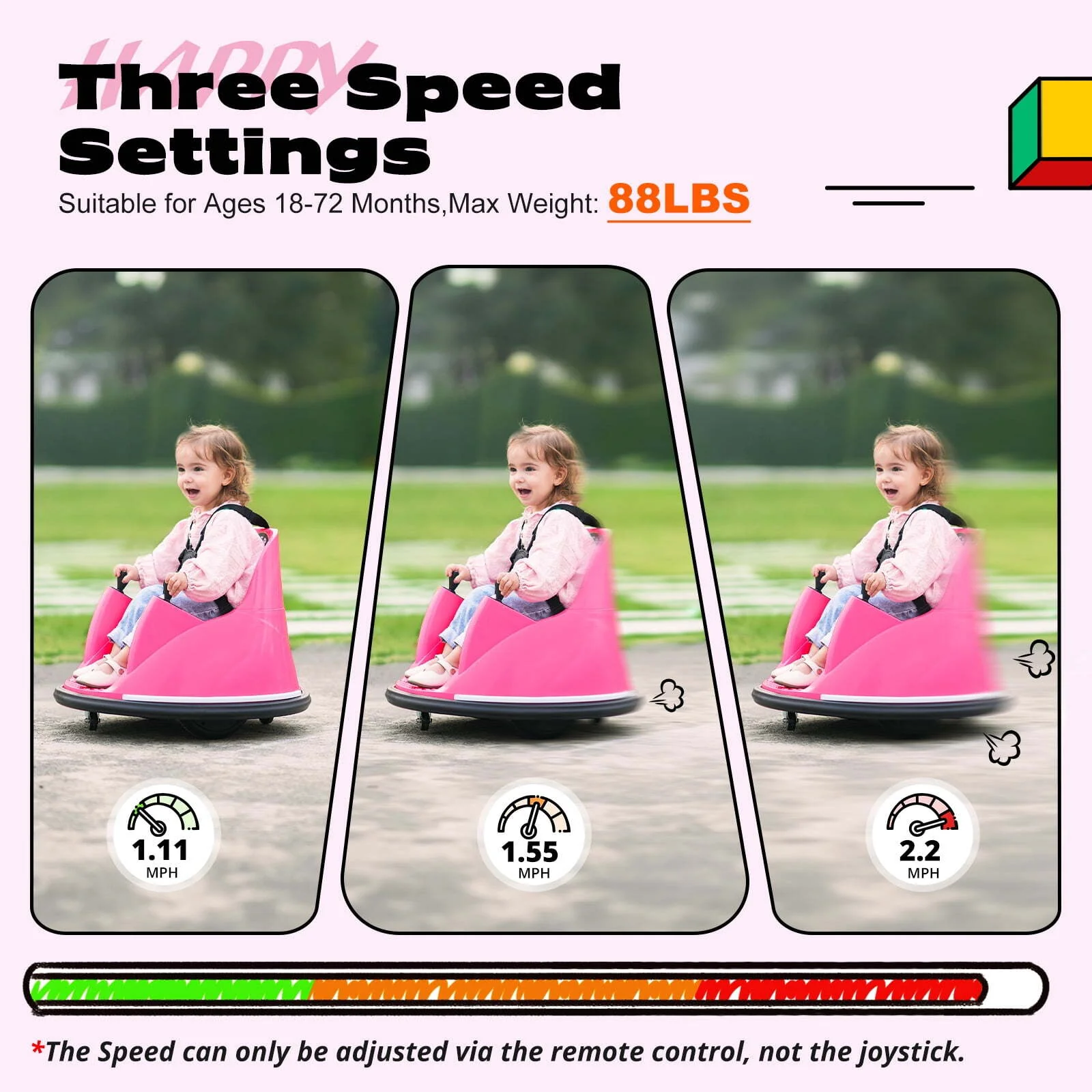12V Kids Bumper Car with Remote Control, Flashing Lights, 66 lbs Capacity - Image 4