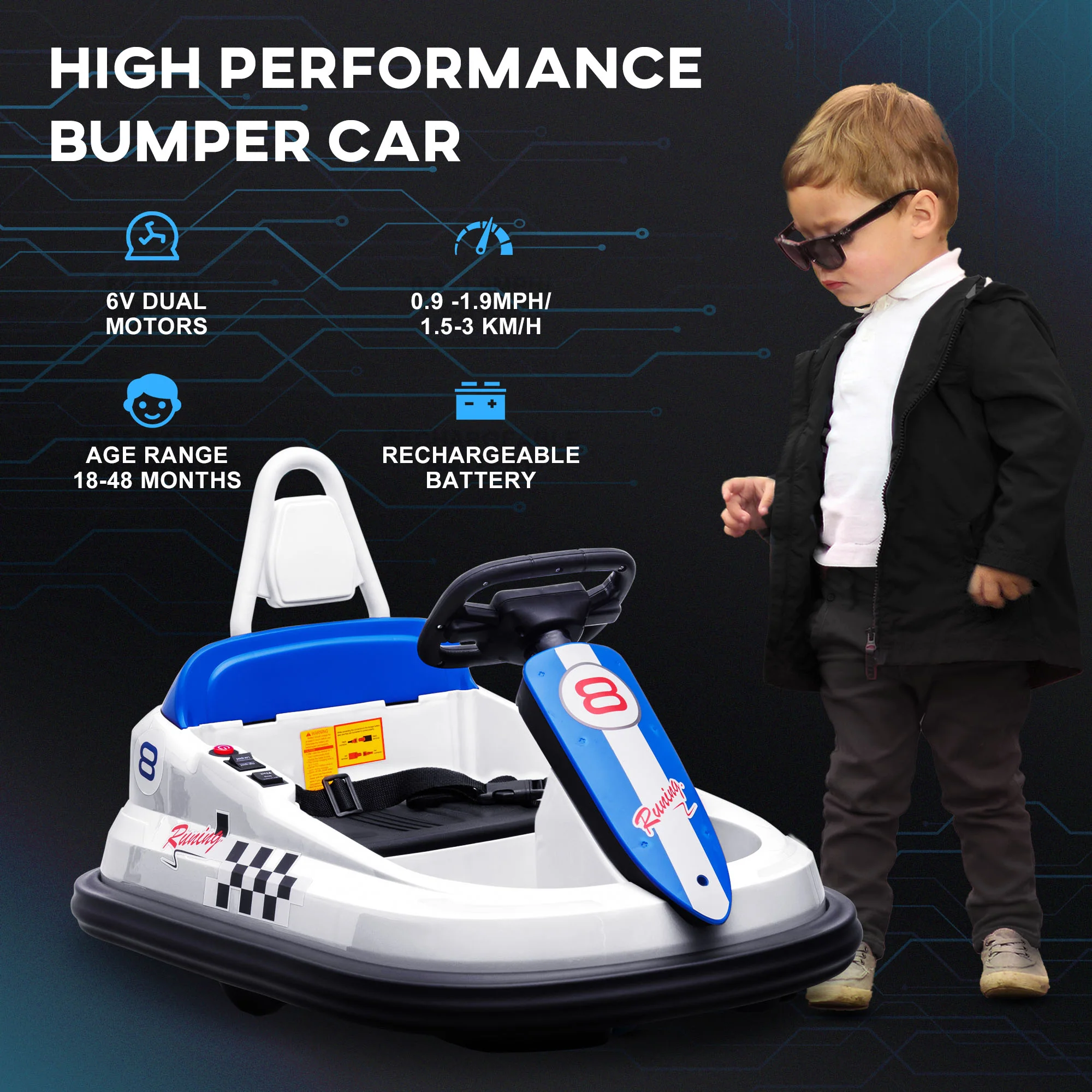 6V Electric Kids Ride-On Bumper Car with 360° Rotation - Image 20