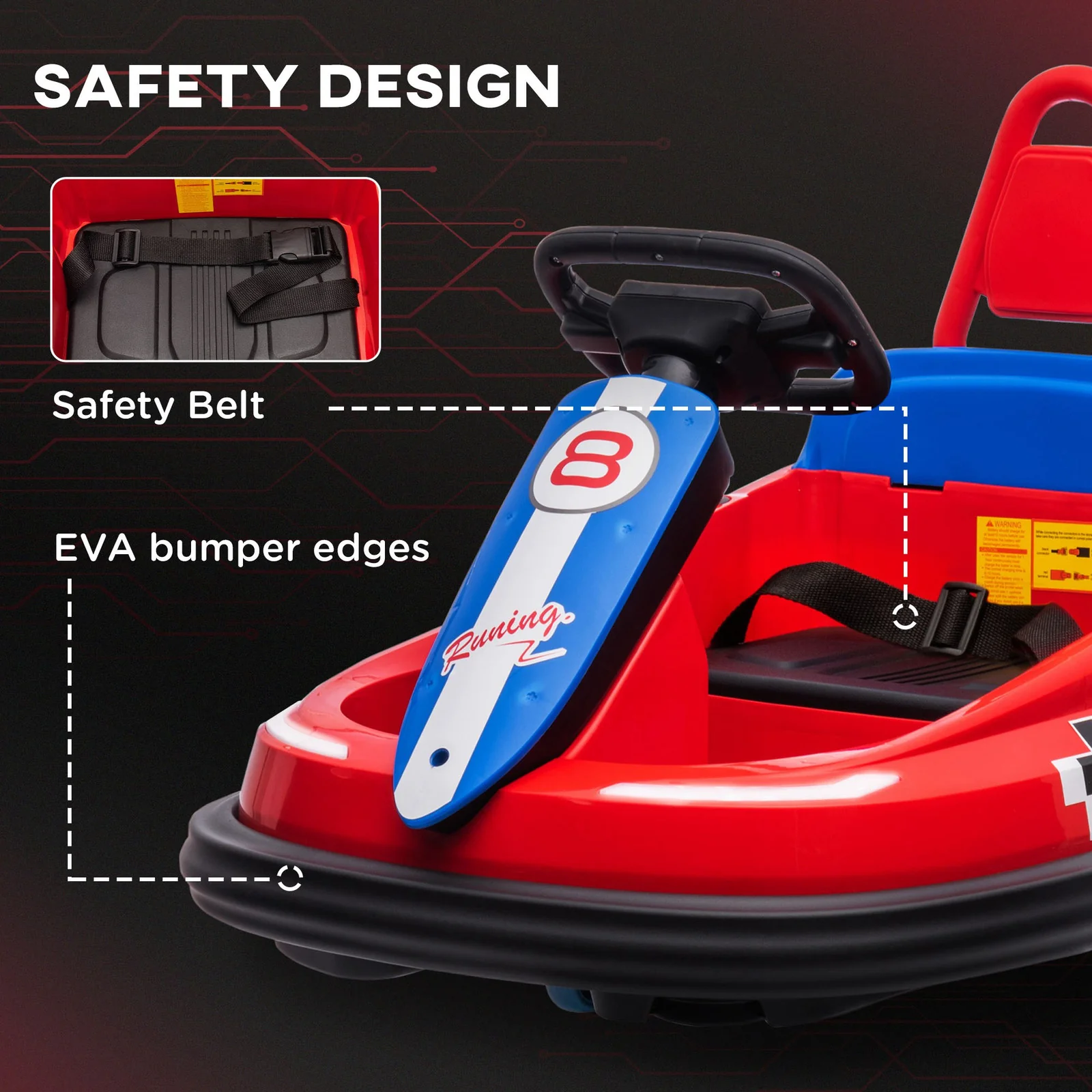 Red 6V Electric Kids Ride-On Bumper Car with 360° Rotation - Image 7