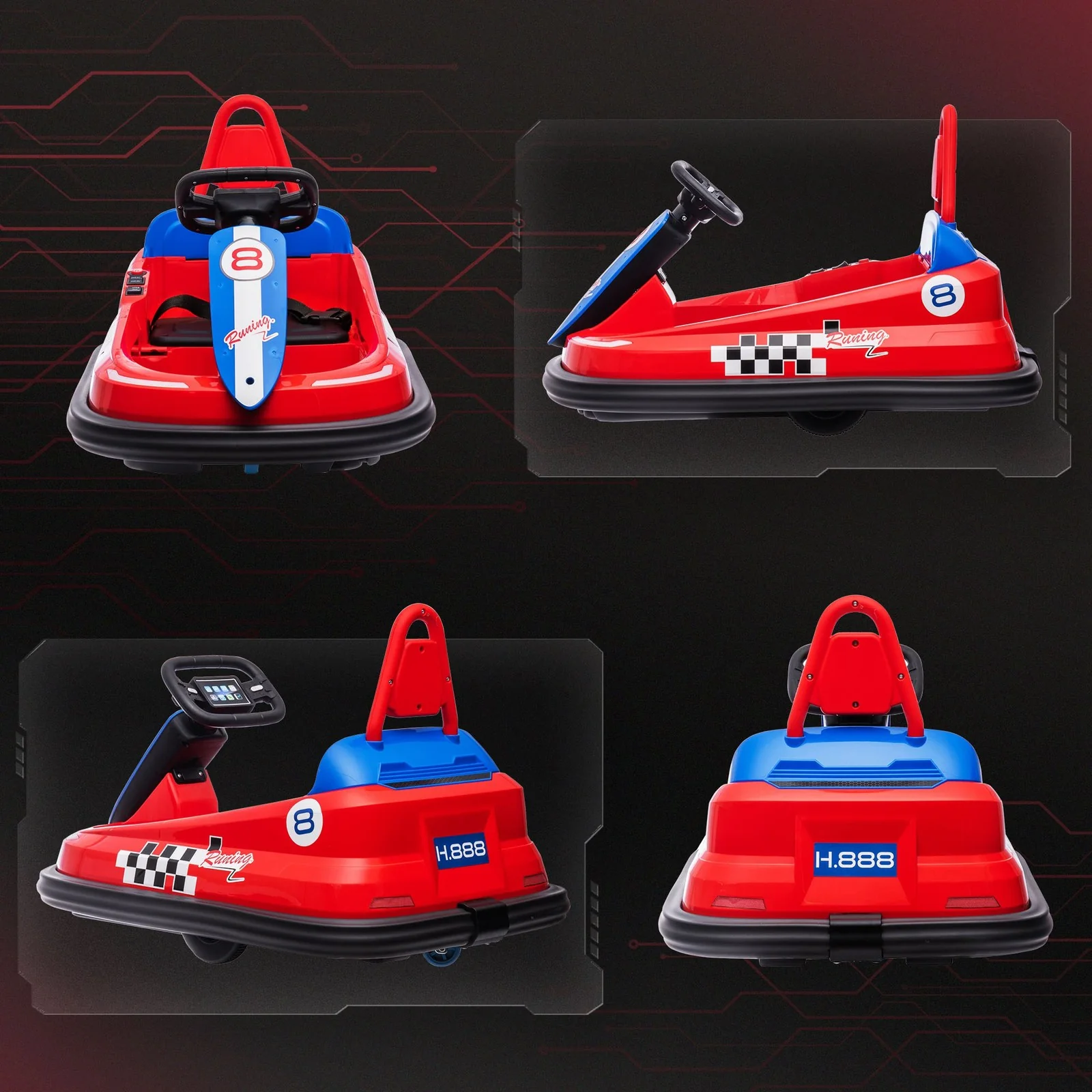 Kids 6V Electric Ride-On Bumper Car with 360 Degree Rotation Red - Image 10