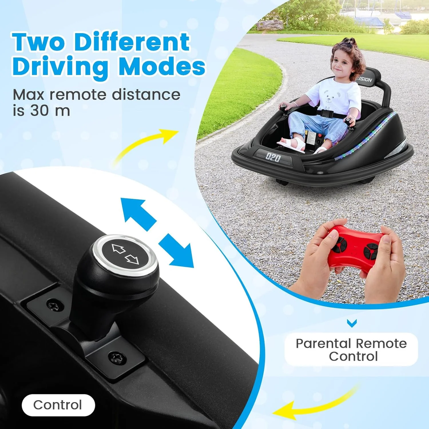 12V Electric Bumper Car Ride-On Toy for Toddlers with Remote Control and Rechargeable Battery - Image 3