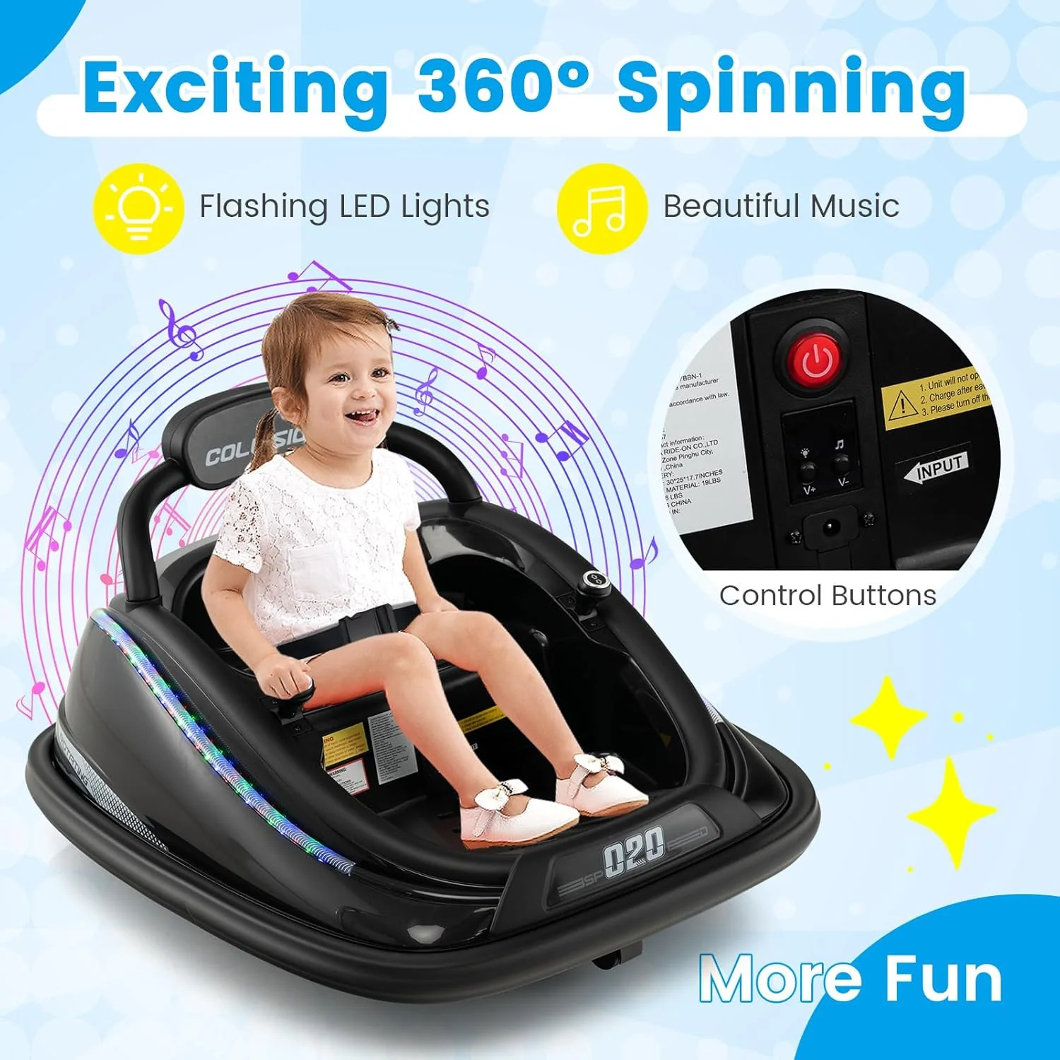 12V Electric Bumper Car Ride-On Toy for Toddlers with Remote Control and Rechargeable Battery - Image 4