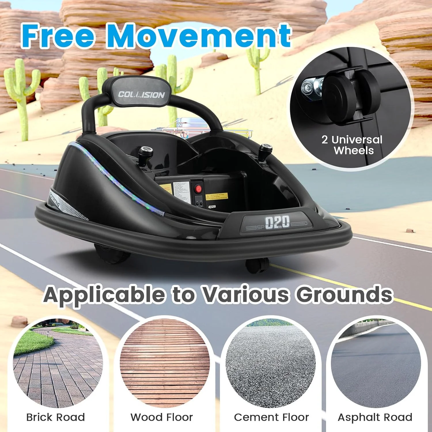 12V Electric Bumper Car Ride-On Toy for Toddlers with Remote Control and Rechargeable Battery - Image 6