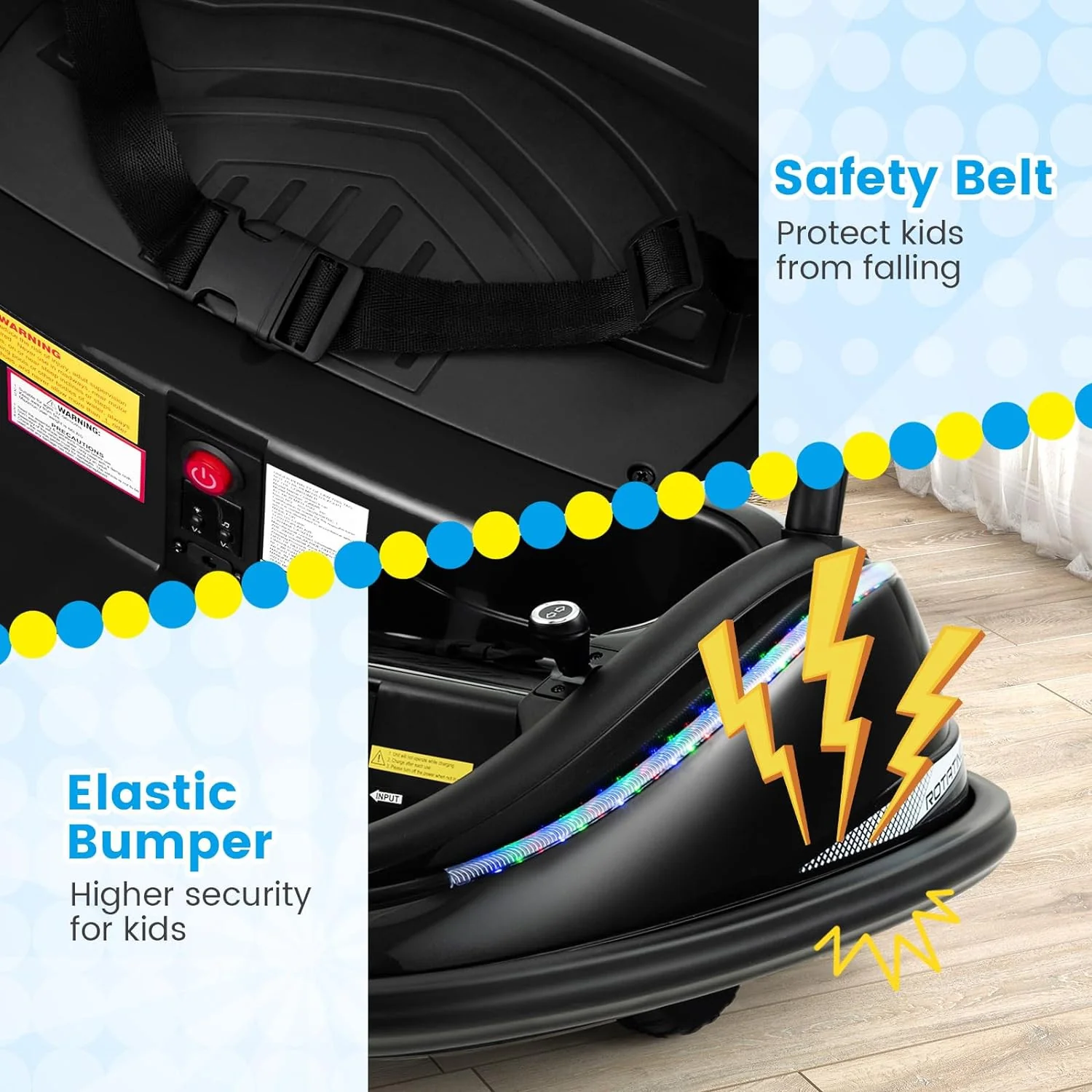 12V Electric Ride-On Bumper Car Toy for Toddlers with Remote Control and Rechargeable Battery - Image 5