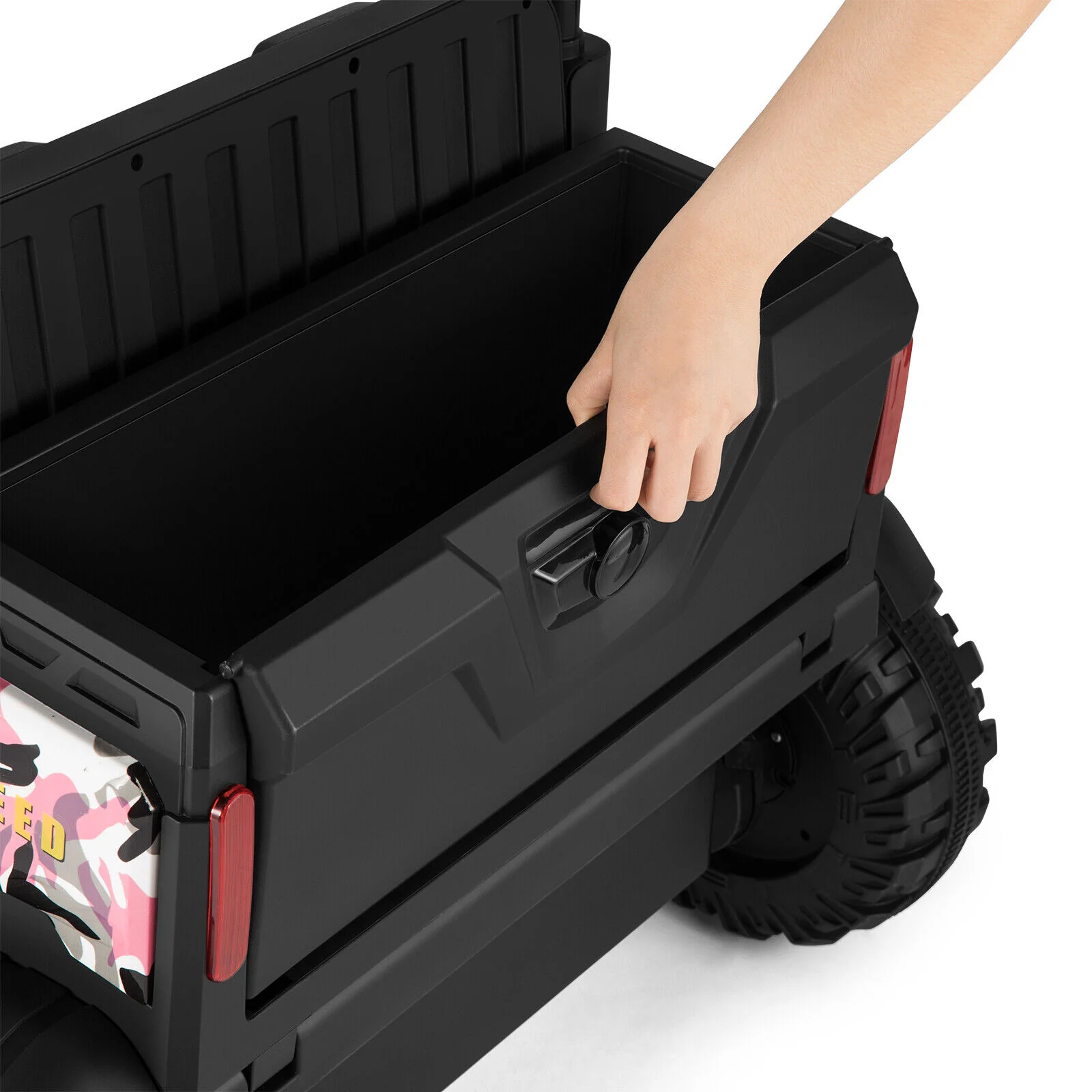 Camo Pink Ride-On Tractor with Trailer, Dump Bed, RC Control, and Bluetooth - 3 Speed Options - Image 11