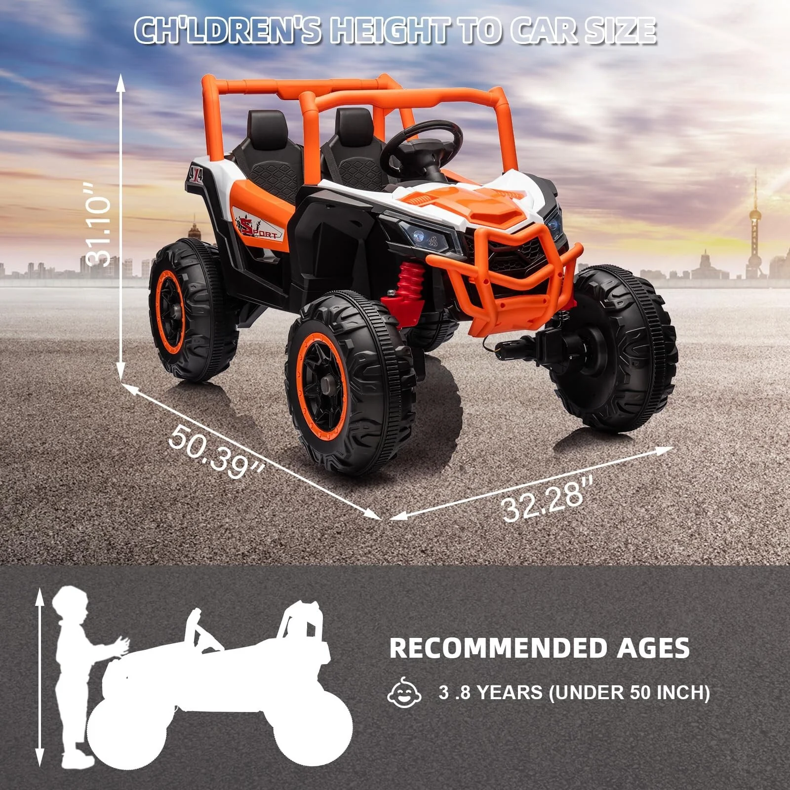 24V Electric 4WD Off-Road Ride-On UTV Quad Car for Kids - Image 4
