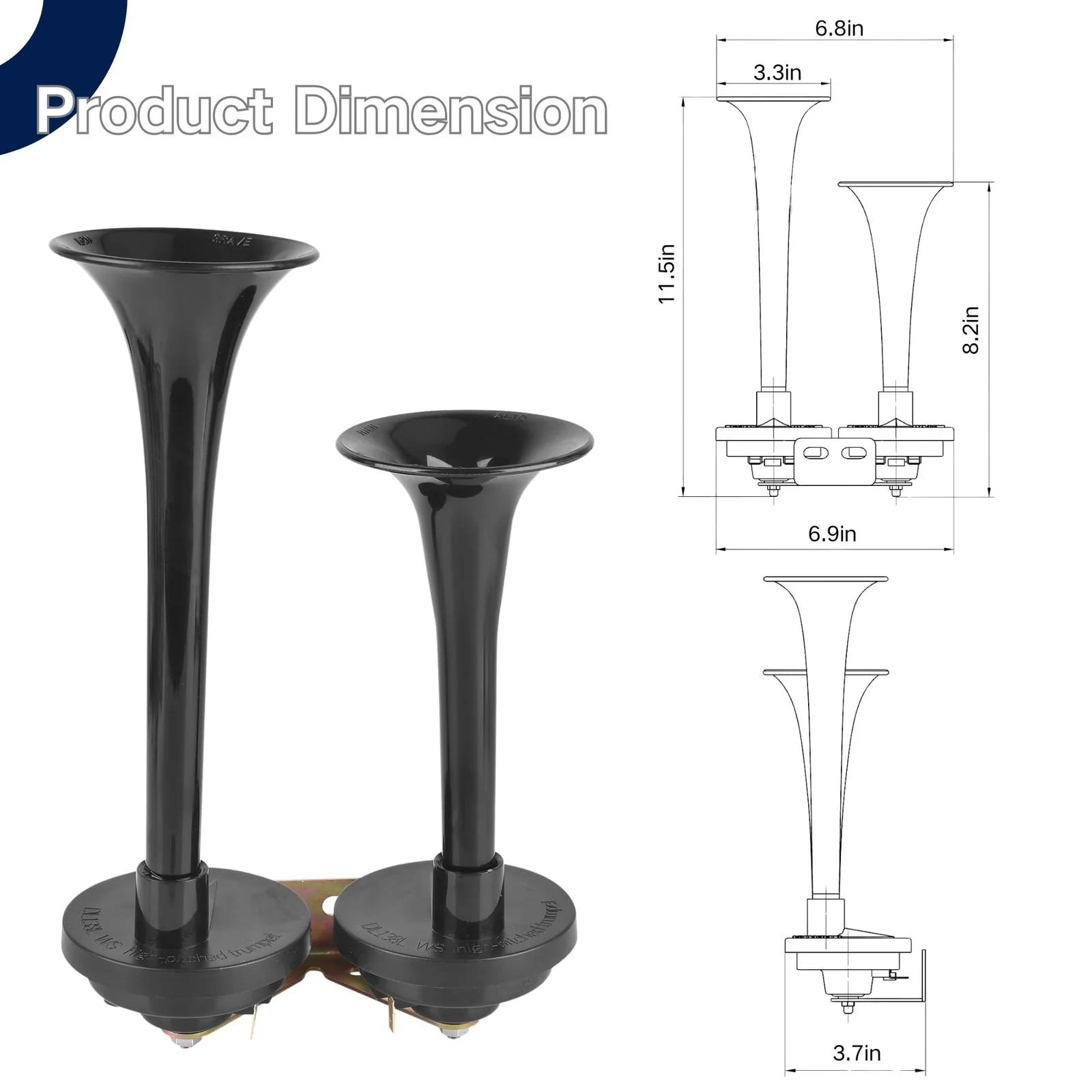 12 Volt Electric Dual Horn Kit for Cars and Trucks - Loud 130dB Universal Vehicle Horn - Image 2